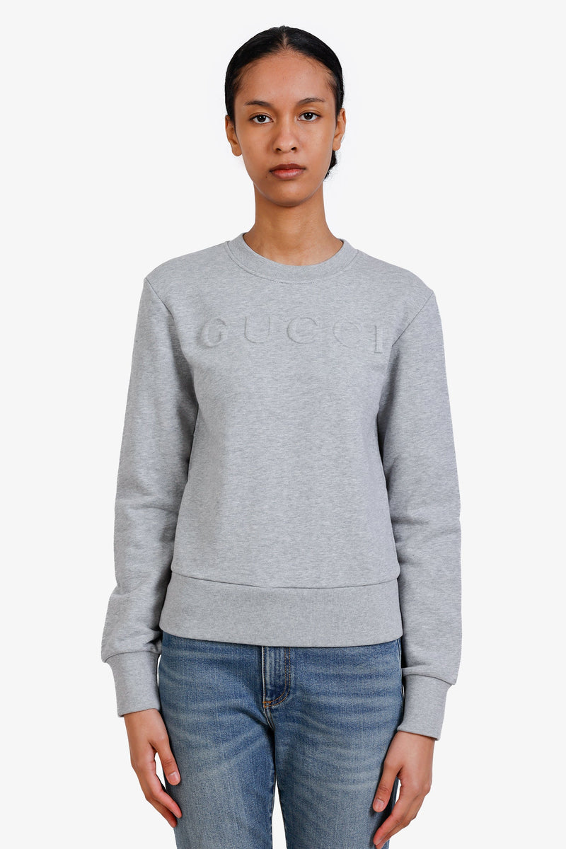 Gucci Grey Logo Embossed Sweatshirt Size XS – Lux Second Chance