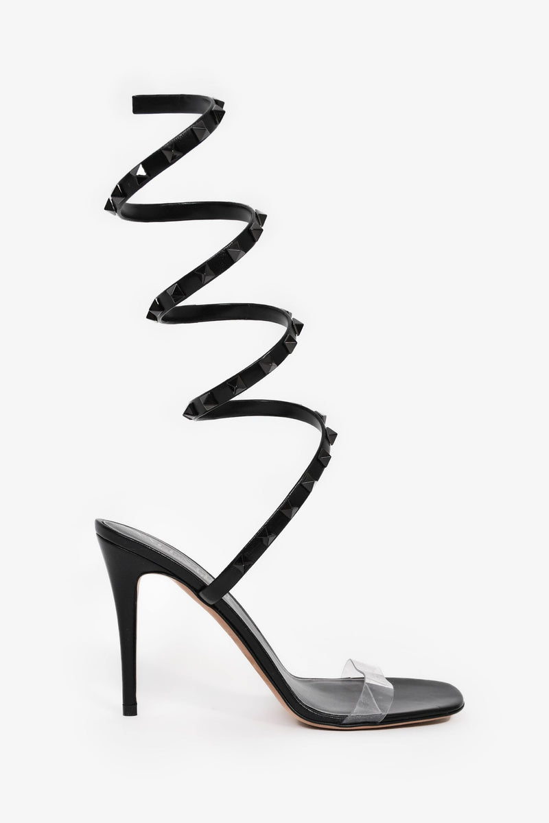 Valentino Black Rockstud Wrap Heels Size 37.5 – Lux Second Chance