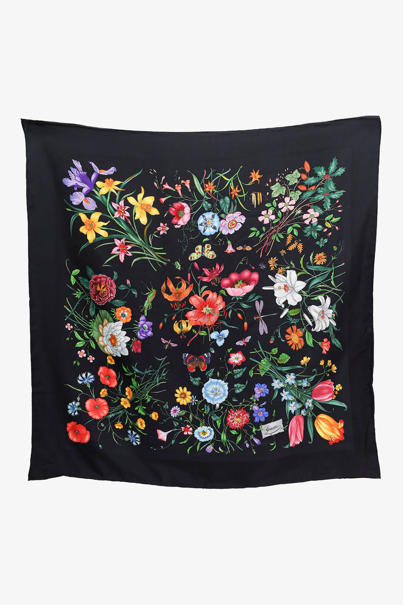 Gucci Black Silk Floral Scarf – Lux Second Chance