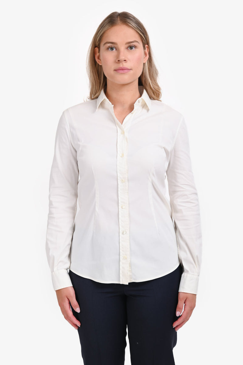 Dolce & Gabbana White Cotton Button-Up Long Sleeve Shirt Size 44