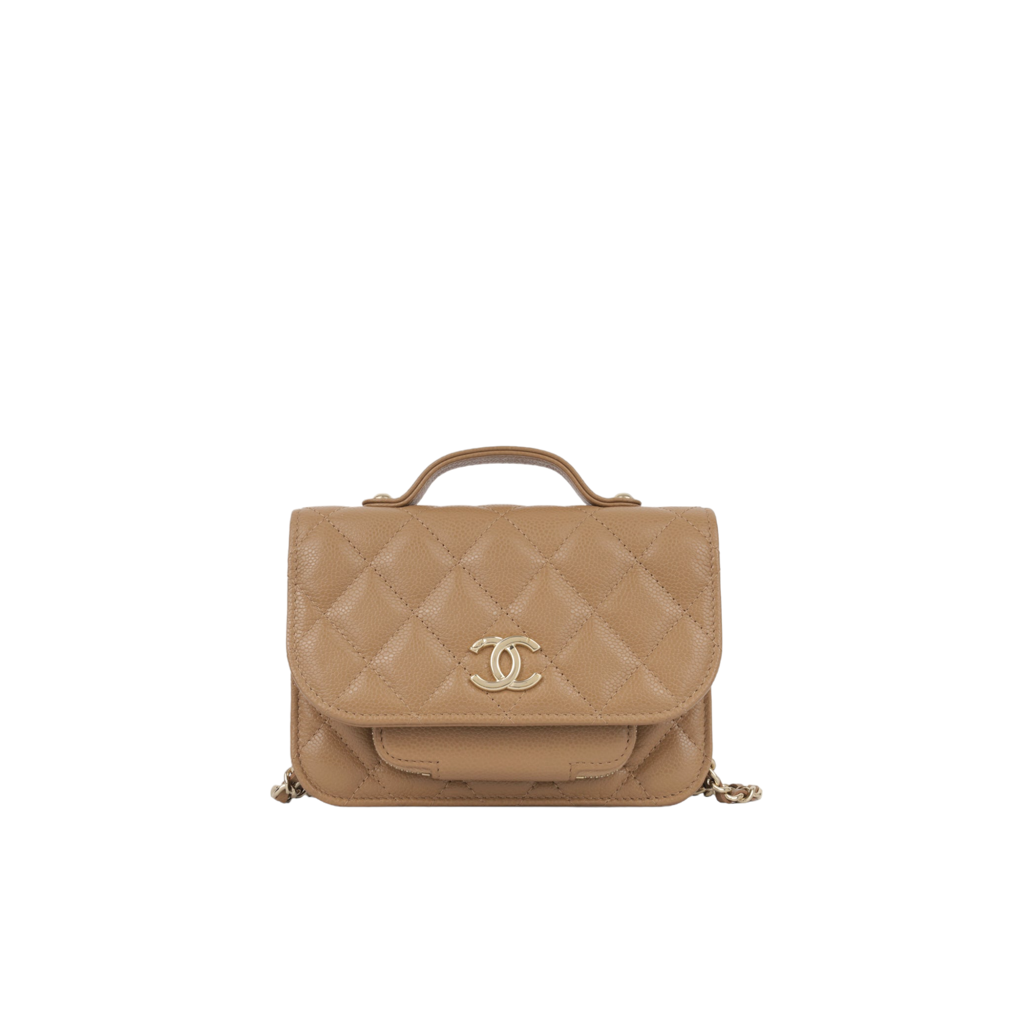 CHANEL Business Affinity Flap Bag Mini. Beige With Light Gold