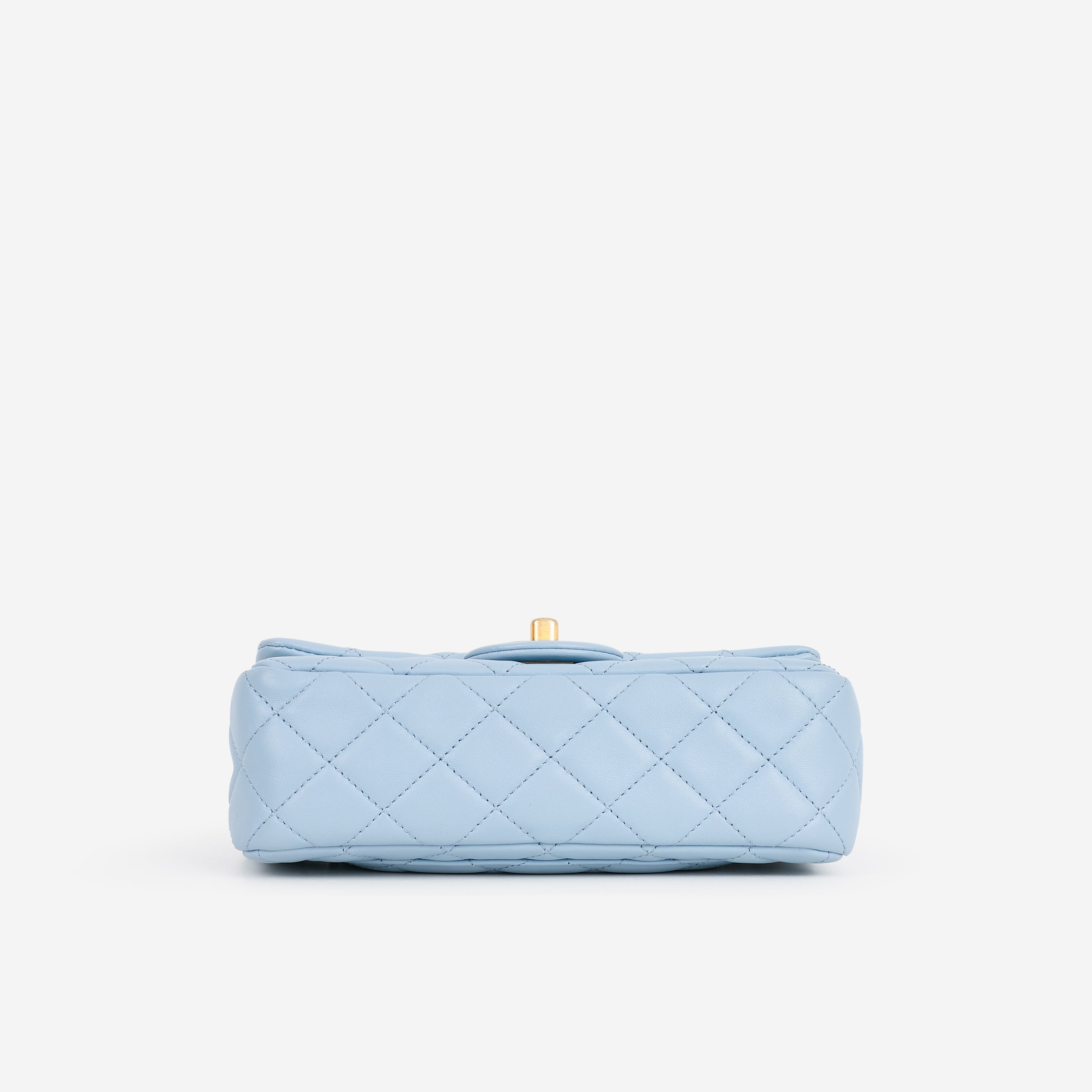 Chanel Mini Rectangular Pearl Crush - Blue Lambskin | Aged Gold