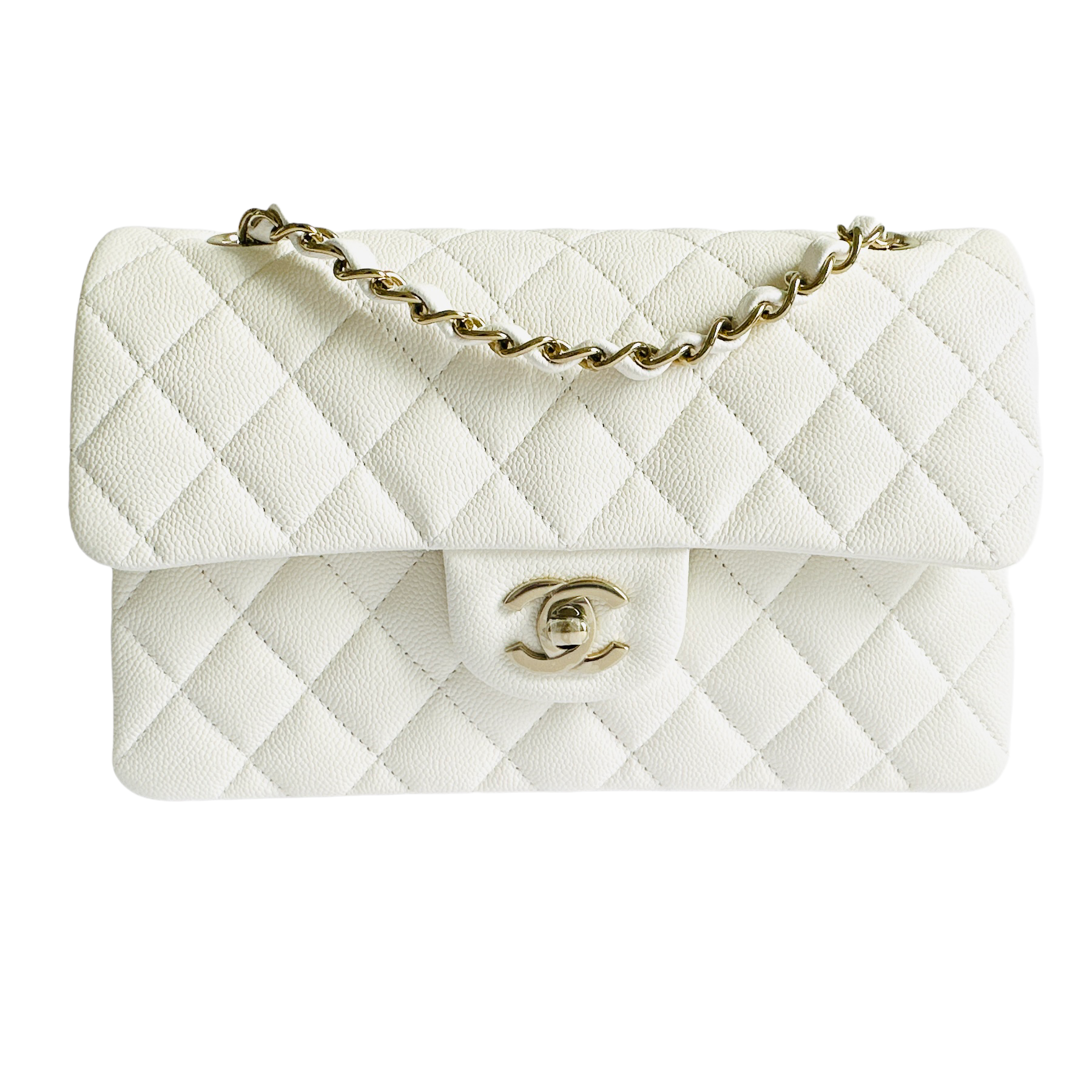 Chanel White Caviar Flap Bag - Small (NWT)