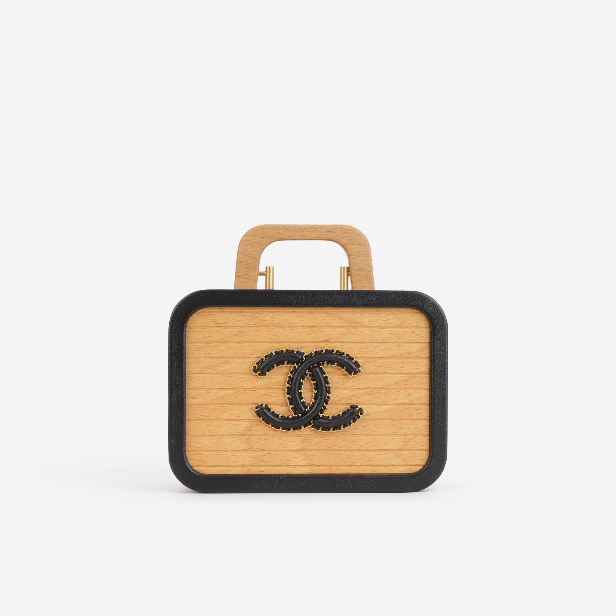 Chanel CC Vanity Case - Beech Wood and Black Lambskin Brushed