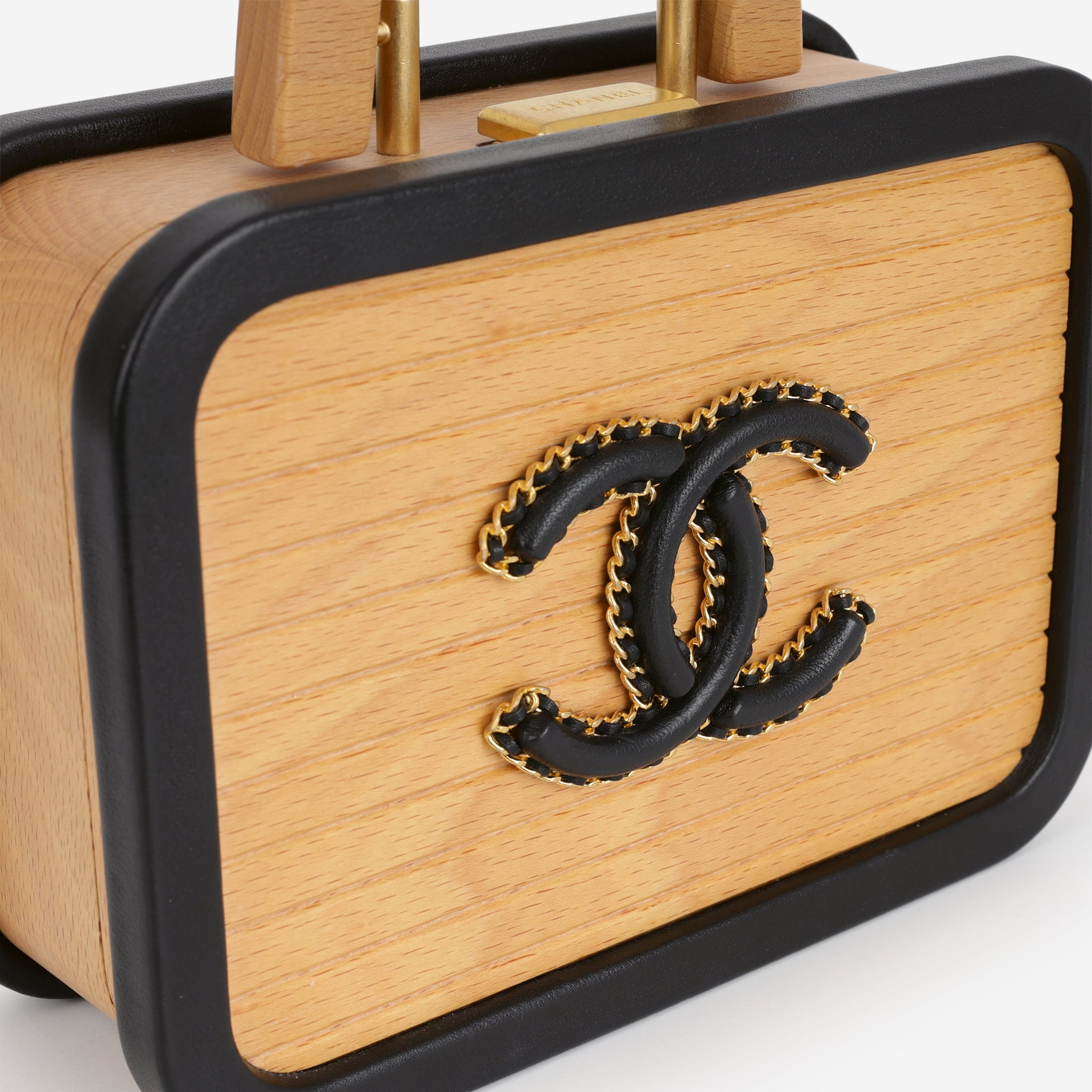 Chanel CC Vanity Case - Beech Wood and Black Lambskin Brushed