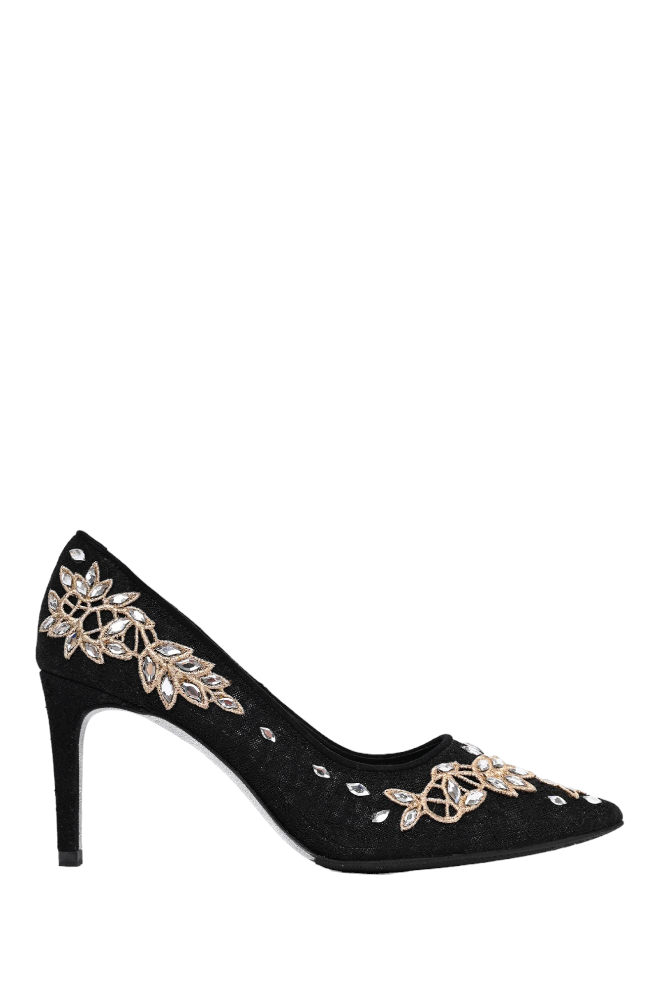 Rene Caovilla Black Gold Crystal Embellished Heels Size 35.5