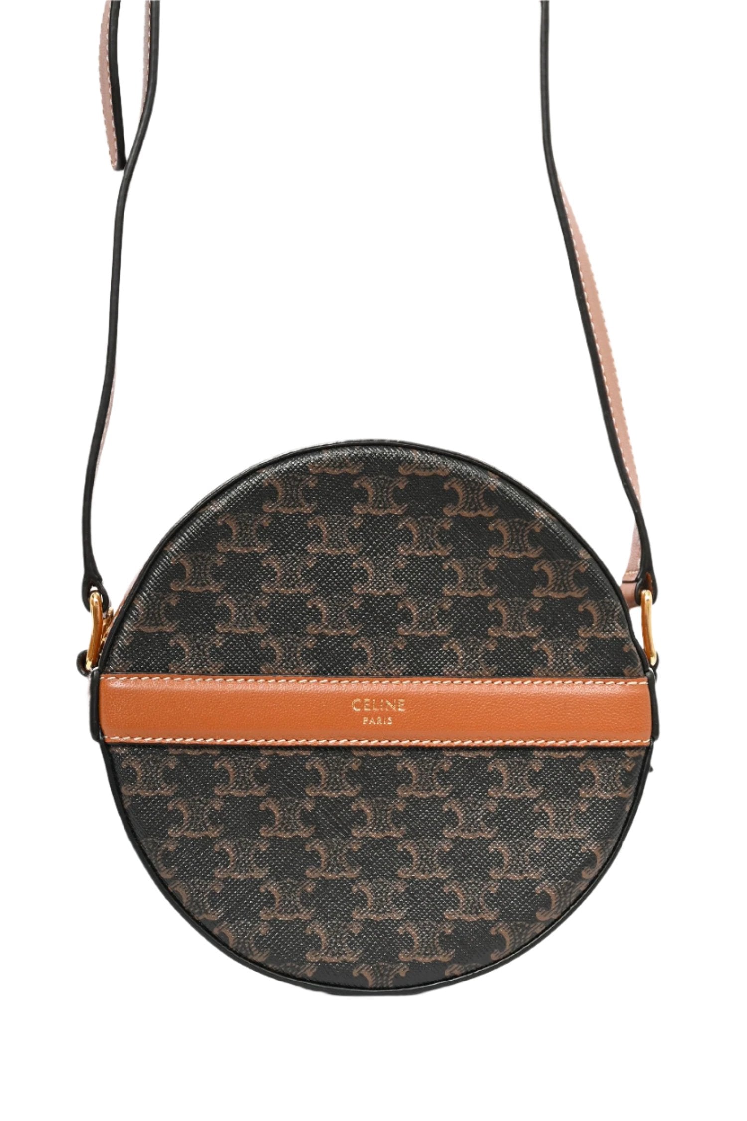 Celine Brown Leather Triomphe Round Purse Lux Second Chance