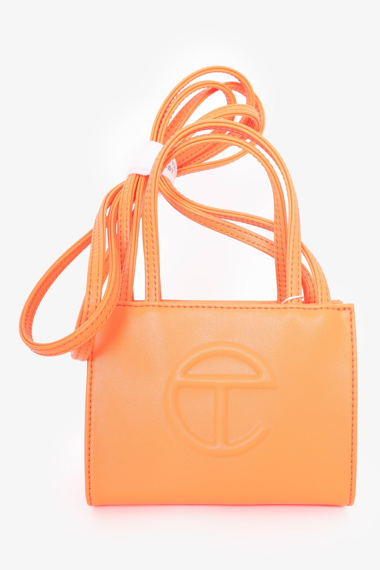 Telfar Orange Faux Leather Small Shopping Bag