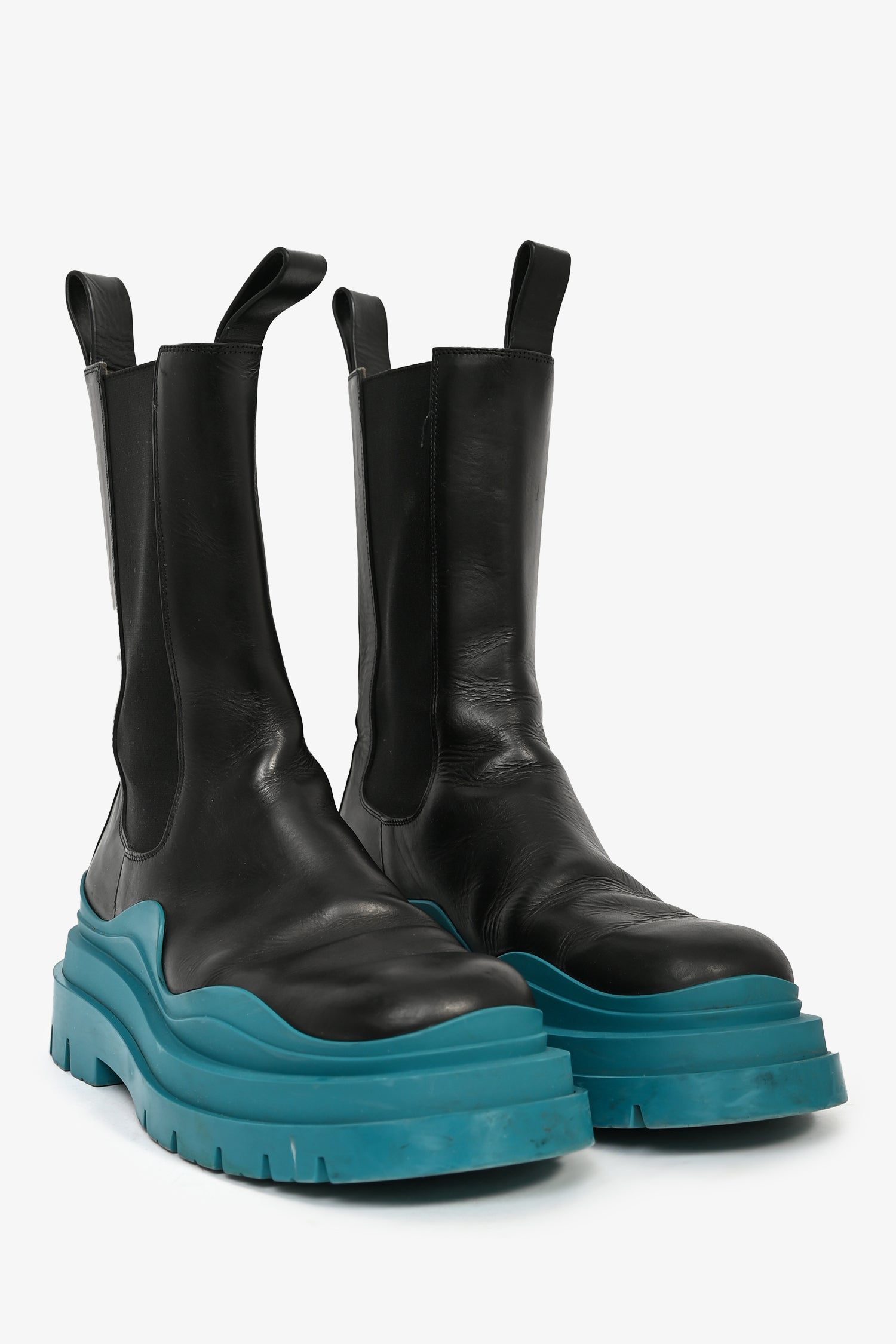 Bottega Veneta Black/Teal Leather Tire Boots Size 41 Mens – Lux