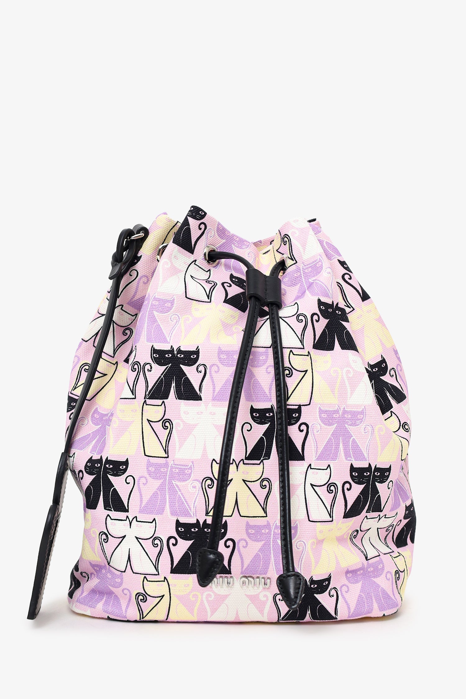 Miu Miu Purple Canvas Cat Print Drawstring Pouch – Lux Second Chance