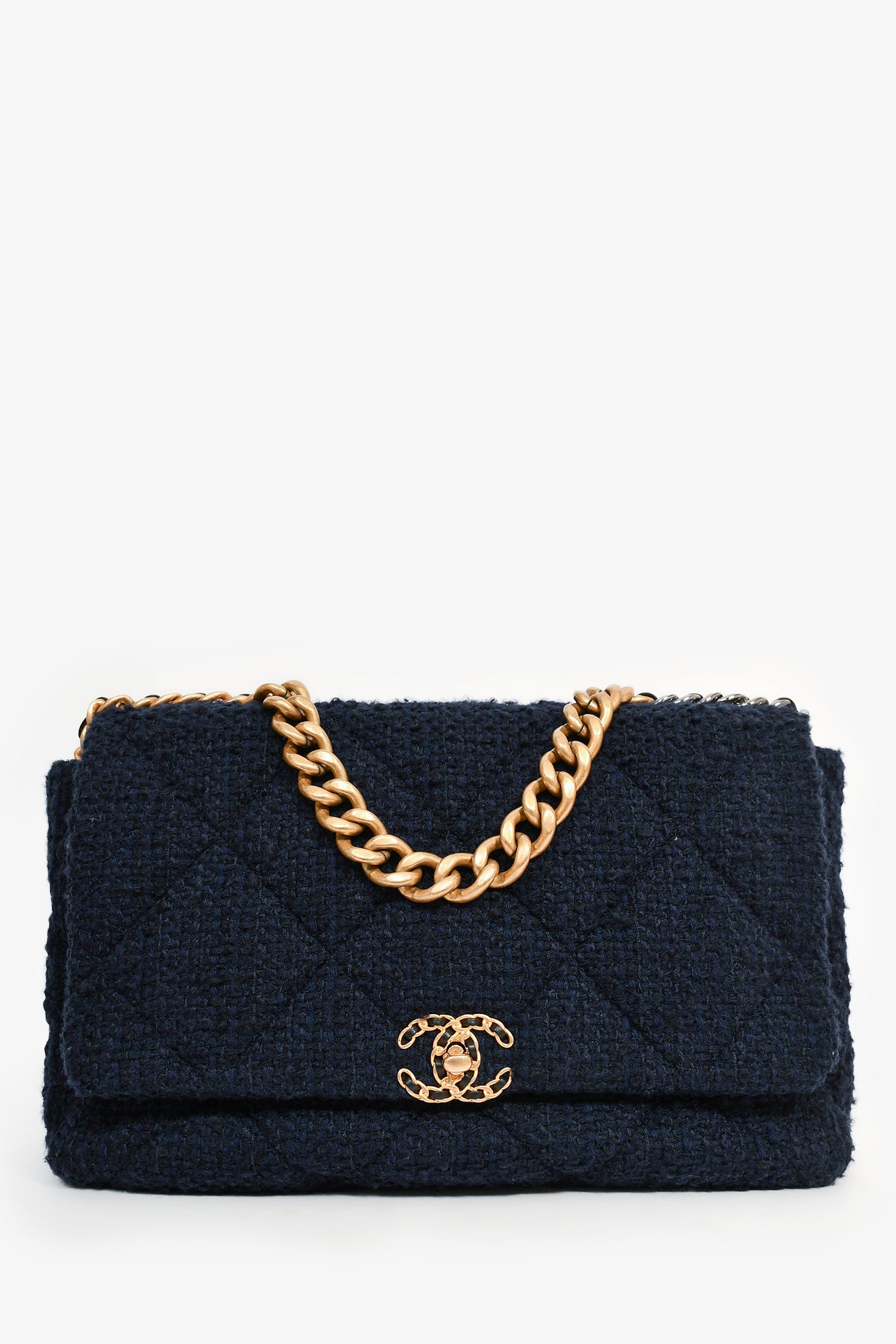 Pre-Loved Chanel™ 2020 Navy Tweed Large Chanel™ 19 Shoulder Bag