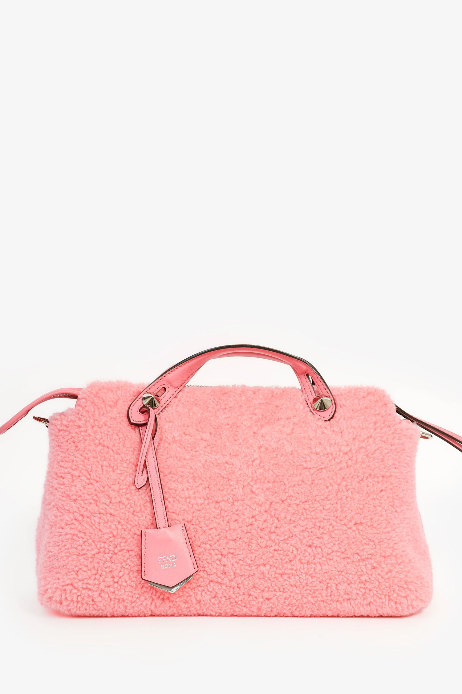 Fendi Pink Shearling 'By The Way' Medium Top Handle with Strap