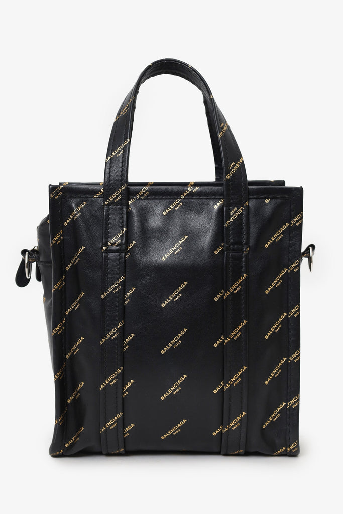 Balenciaga Black Leather/Gold Logo 'Bazar' XS Shopper Tote