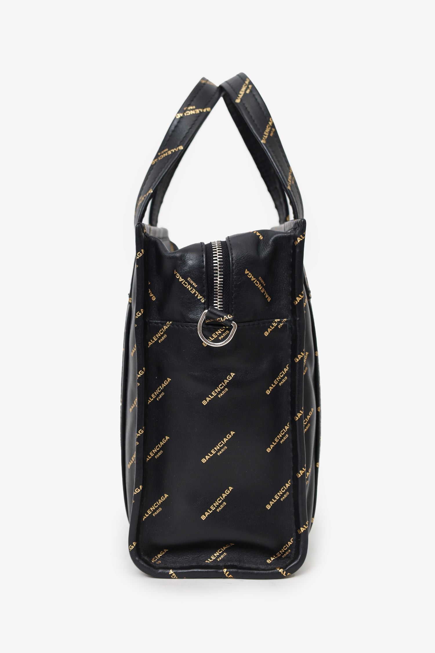 BALENCIAGA バザール　xs Balenciaga Black Leather/Gold Logo 'Bazar' XS Shopper Tote with