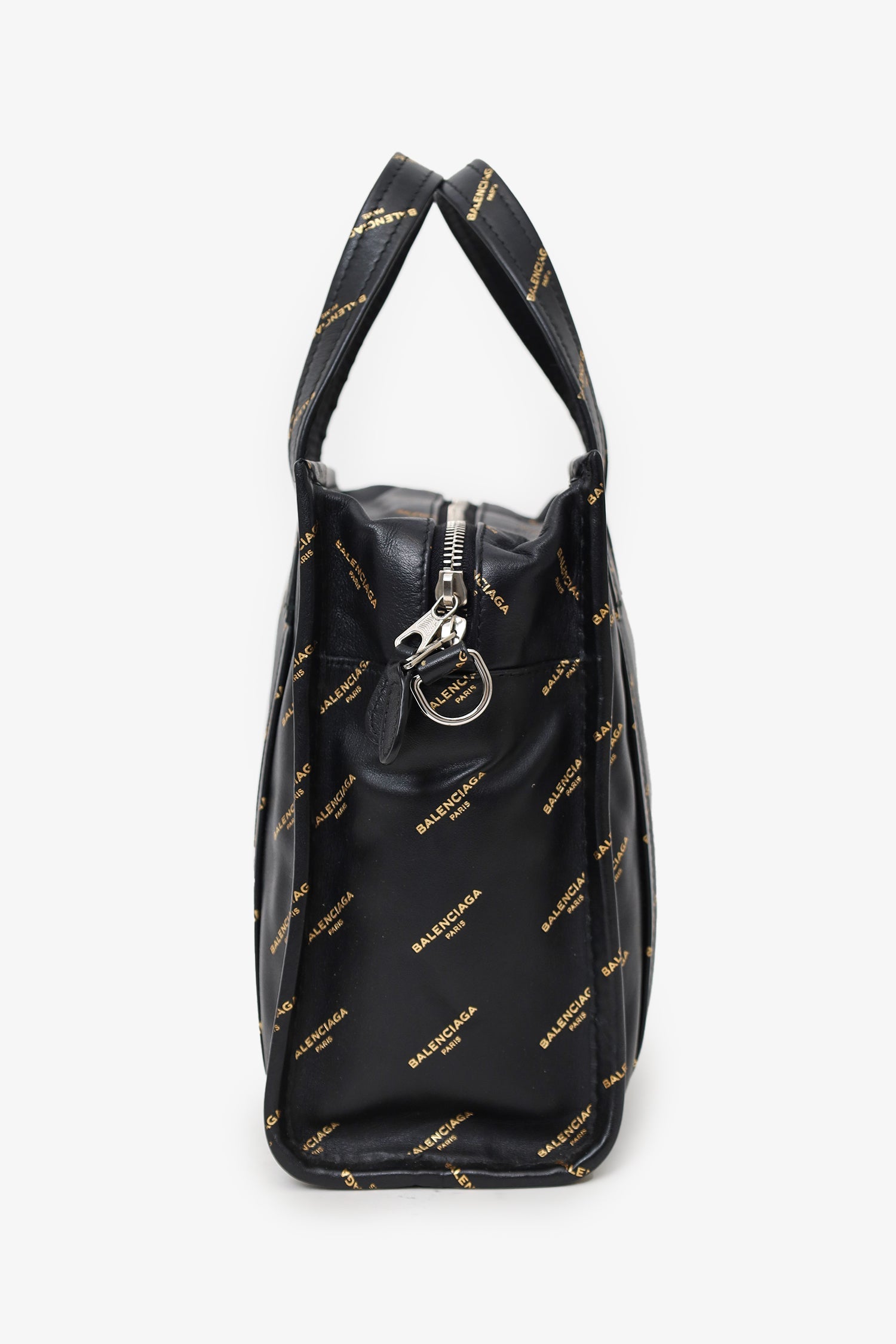 Balenciaga Black Leather/Gold Logo 'Bazar' XS Shopper Tote with