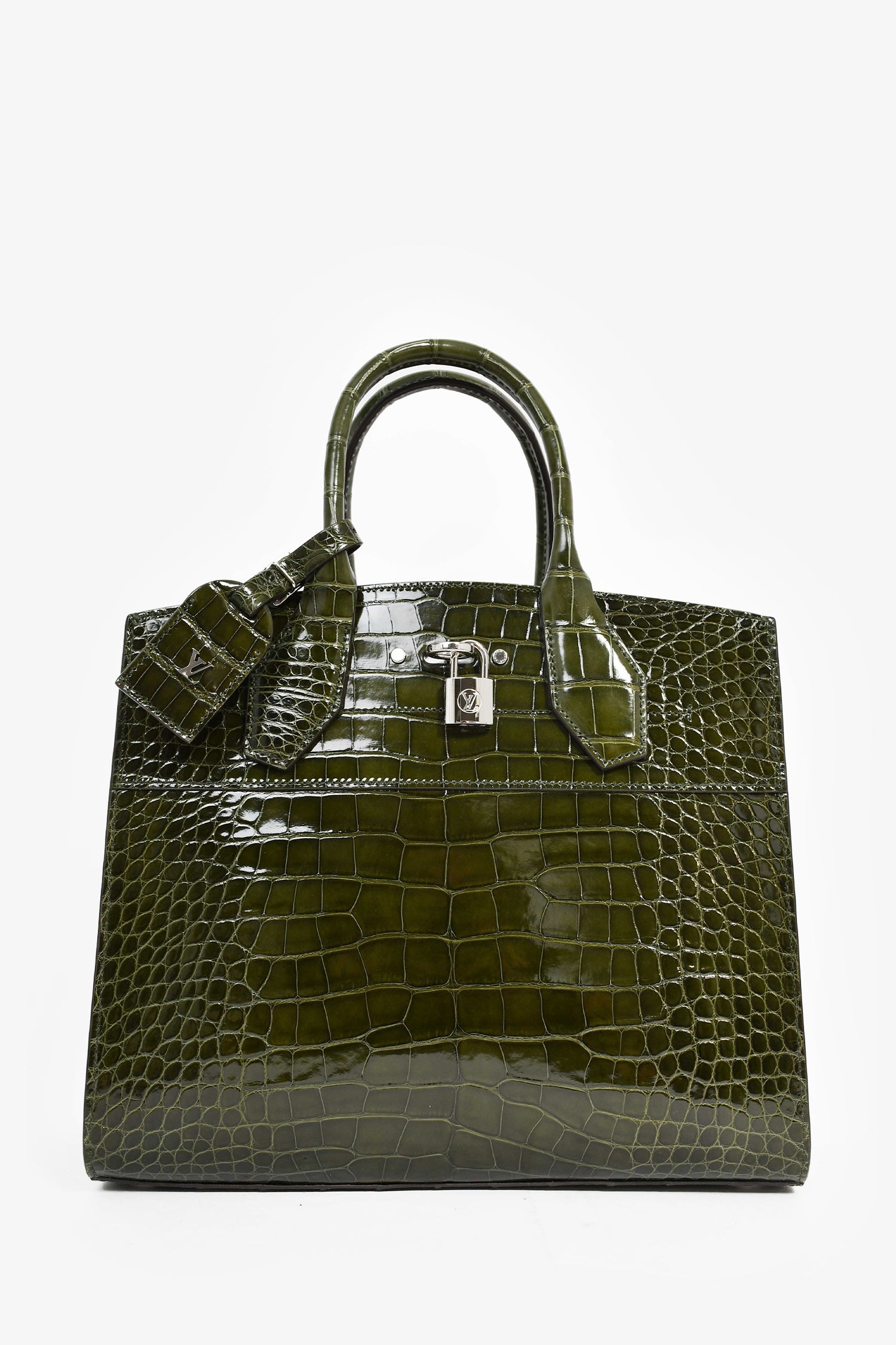 Louis Vuitton Green Alligator Mississippiensis City Steamer MM Top
