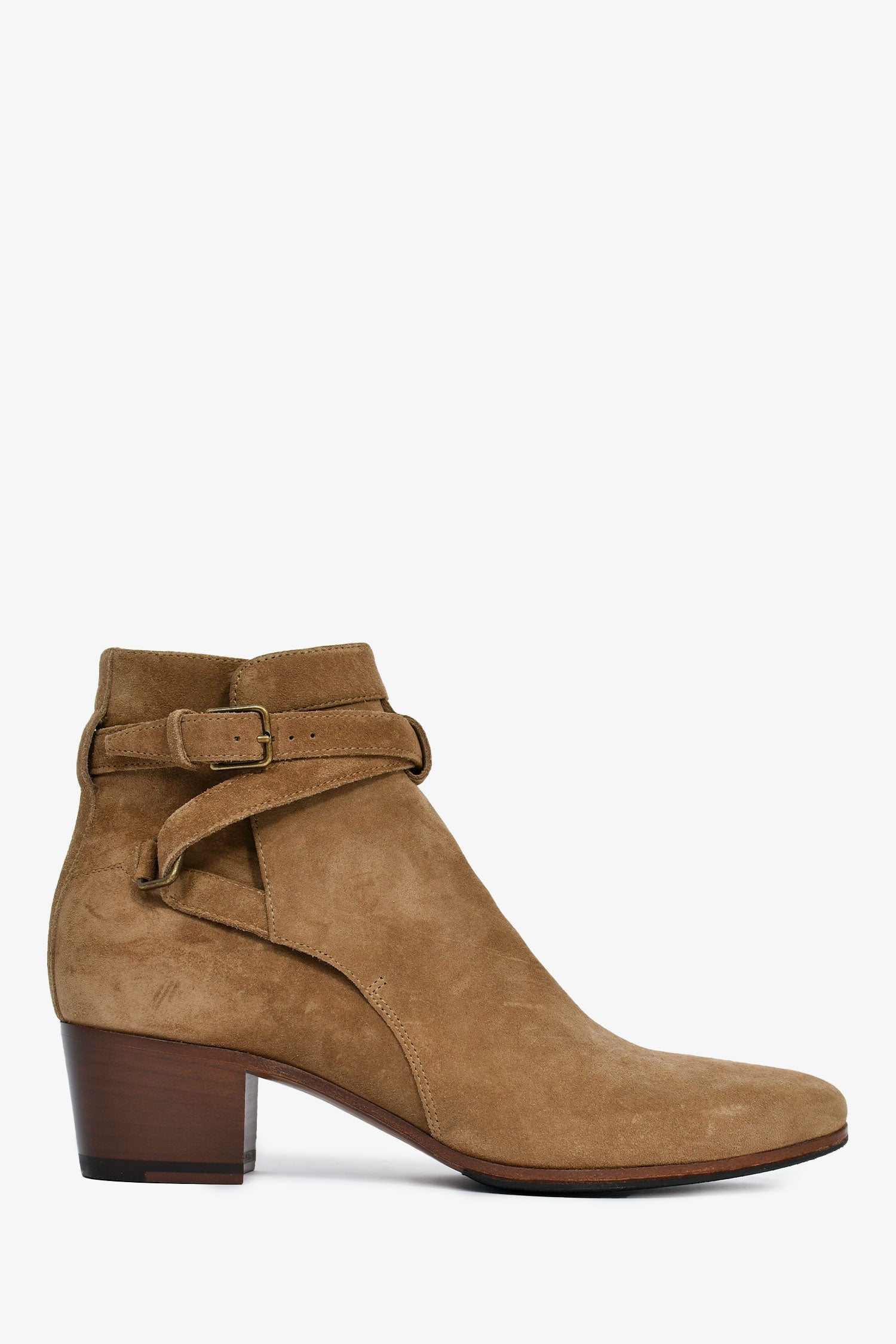 Suede Ysl Buckle Boots Saint Laurent Brown Suede Buckle Ankle