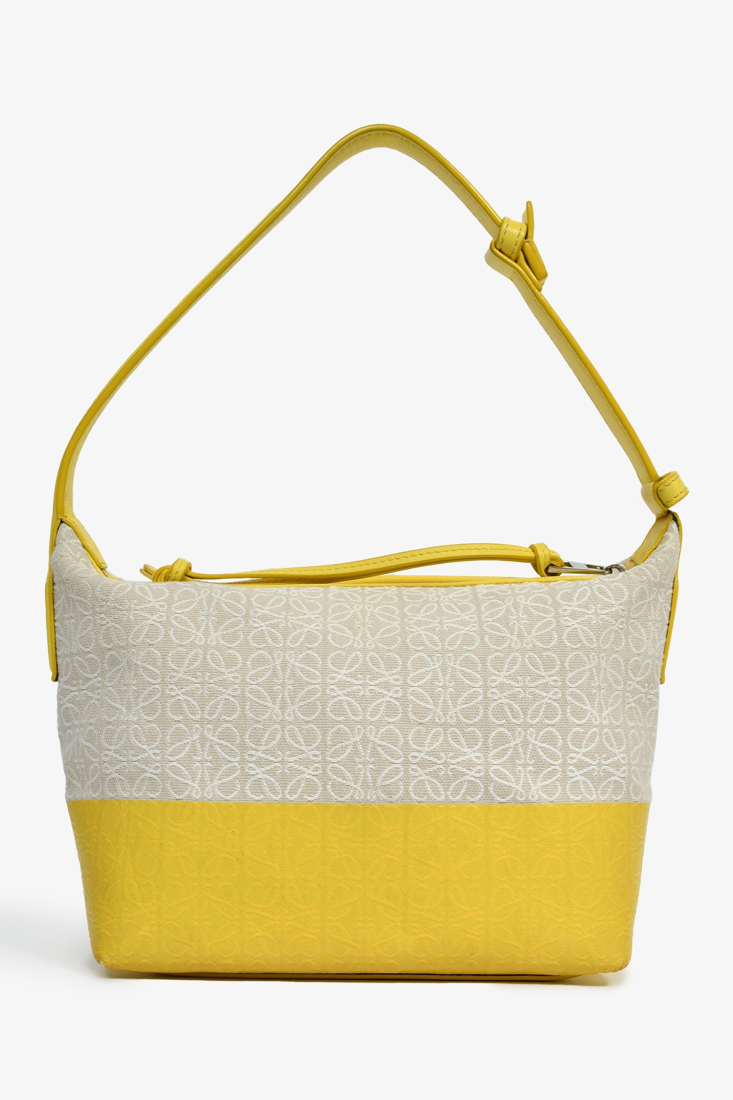 Loewe Yellow Leather Canvas 'Cubi' Shoulder Bag – Lux Second Loewe Yellow Leather Canvas 'Cubi' Shoulder Bag – Lux Second