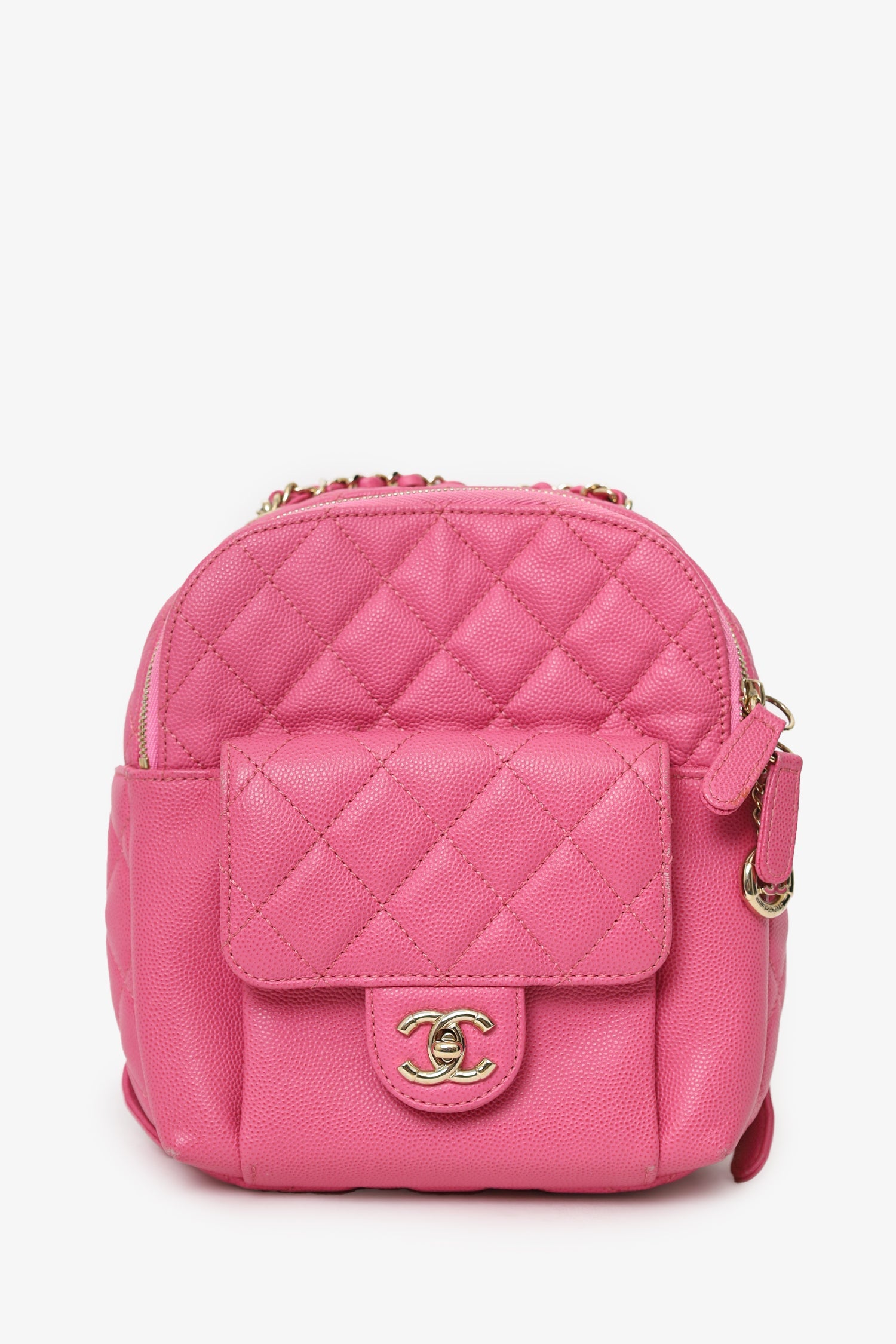 chanel mini backpack 2019 Pre-Loved Chanel™ 2019 Hot Pink Caviar Leather Mini Chain Backpack – Lux Second Chance