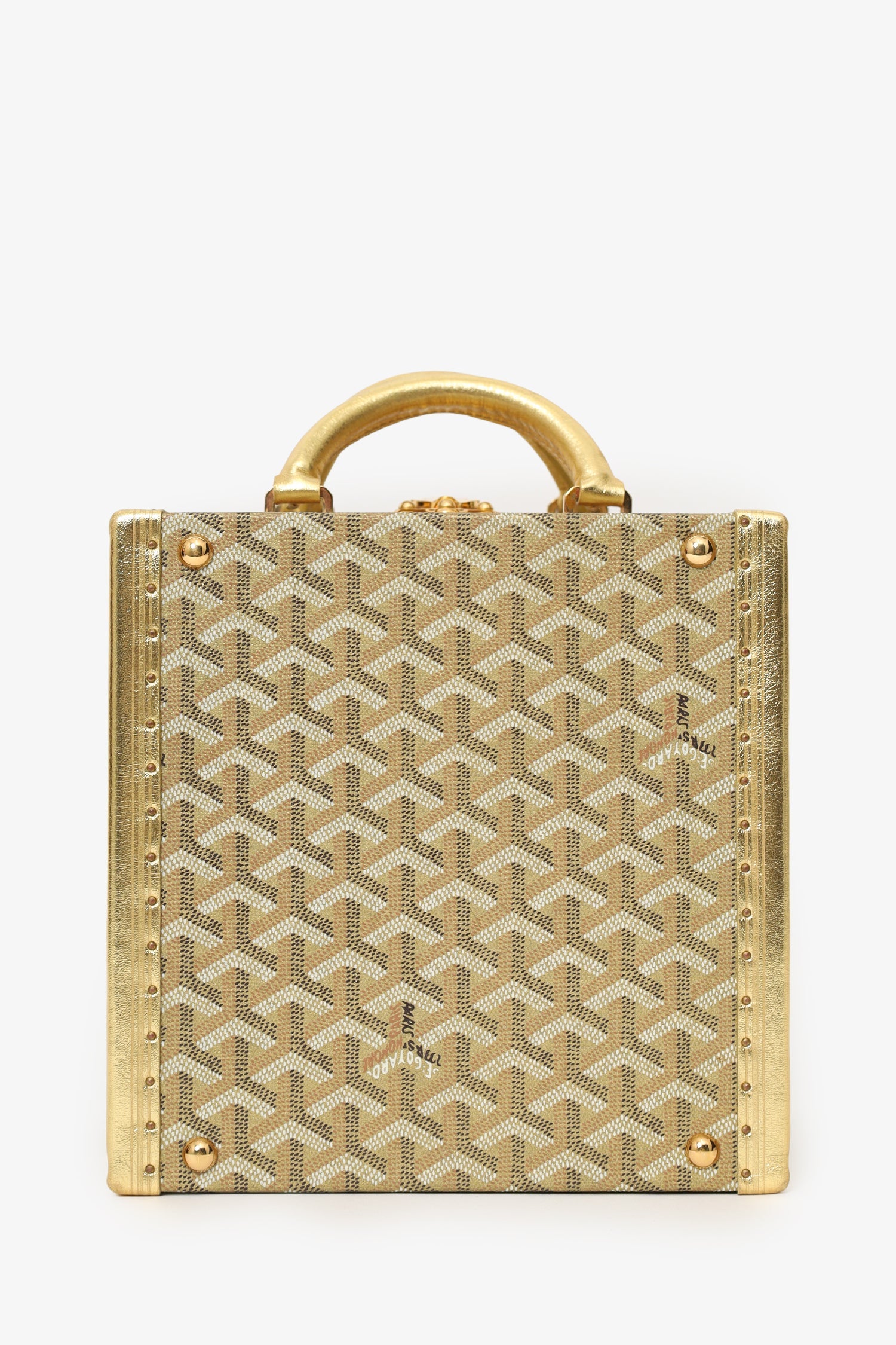 Goyard Gold Canvas Goyardine Travel Pet Bowl 'Ecuelle de Voyage