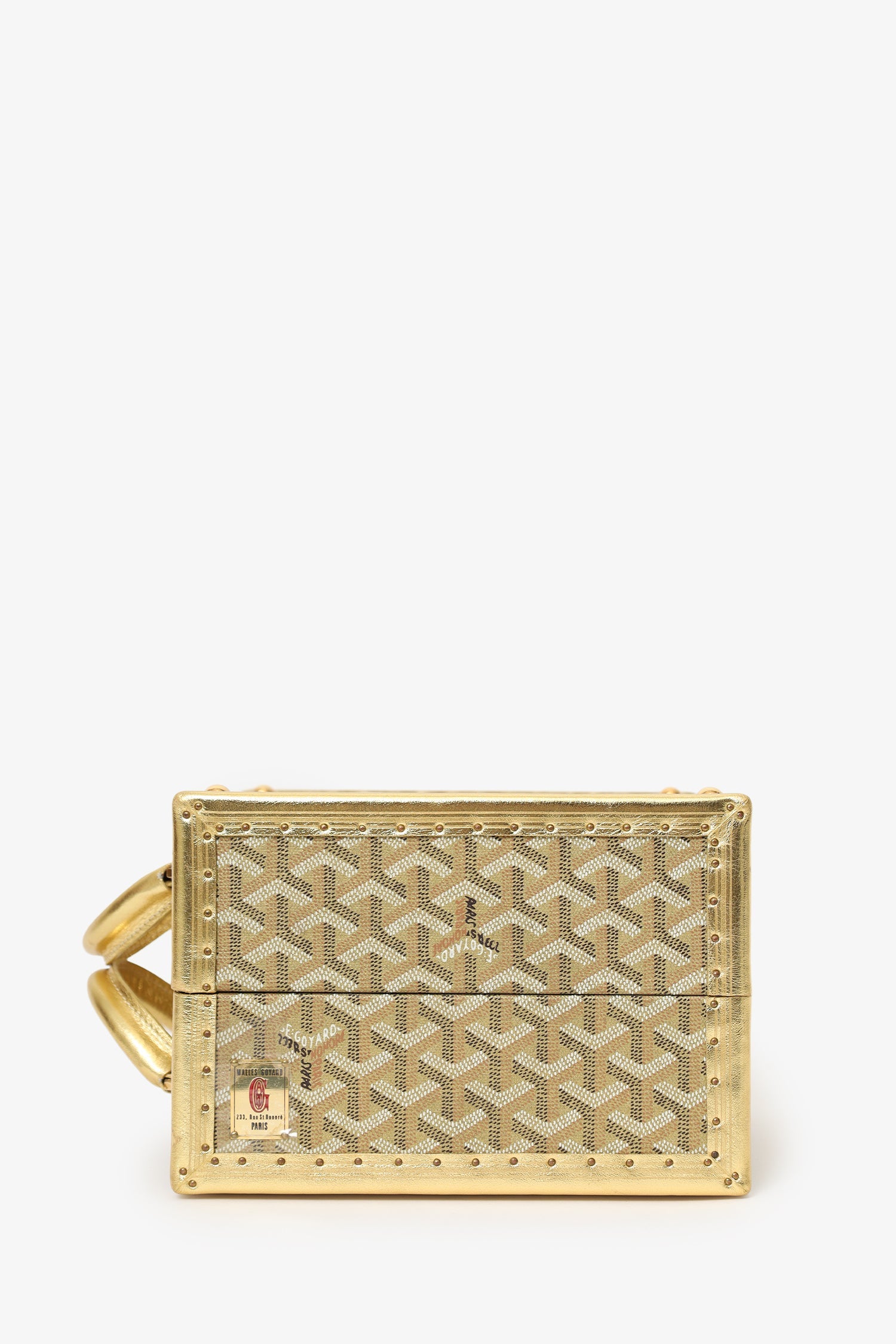 Goyard Gold Canvas Goyardine Travel Pet Bowl 'Ecuelle de Voyage