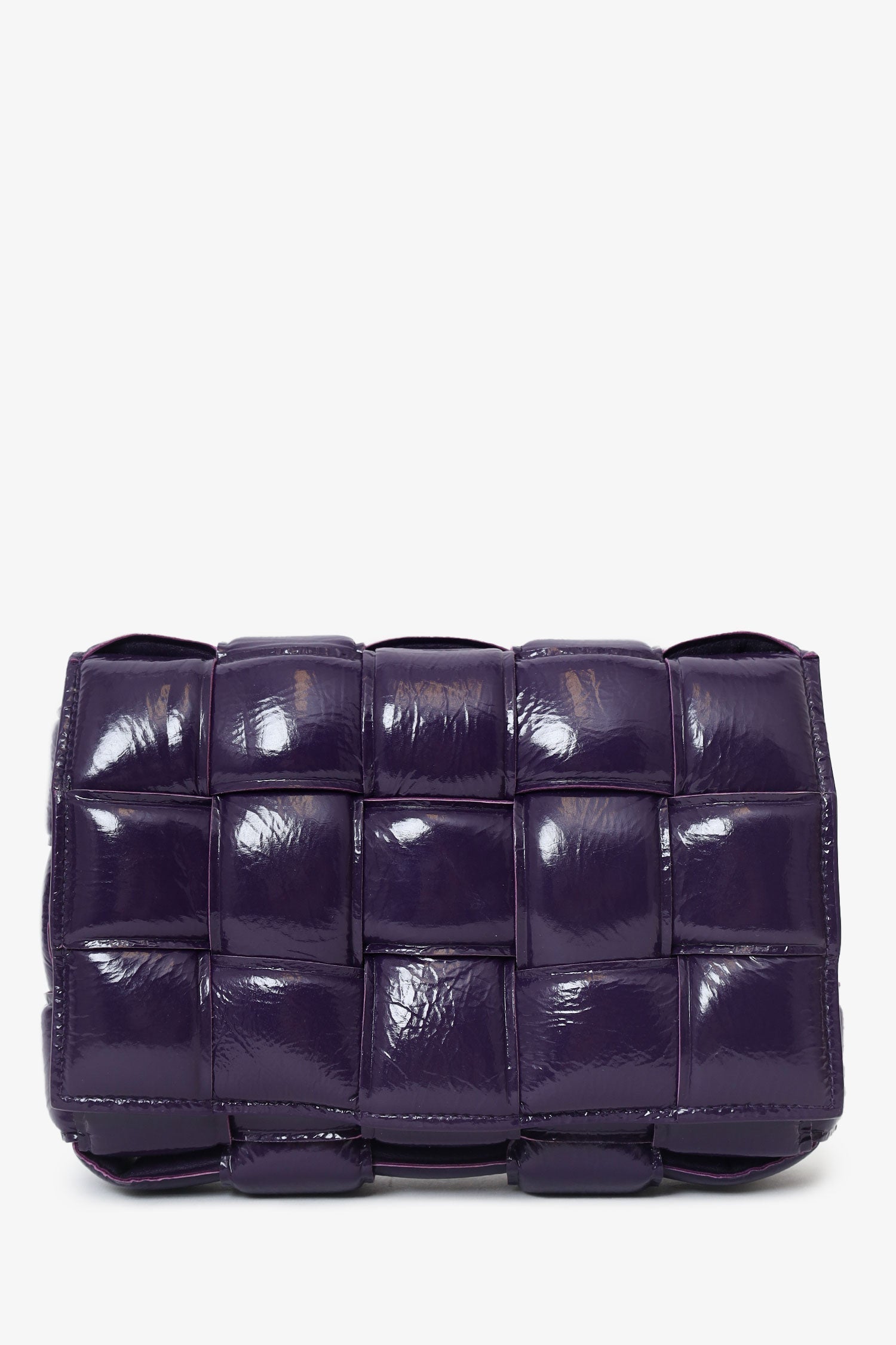 Bottega Veneta Dark Purple Shiny Leather Padded Cassette Crossbody