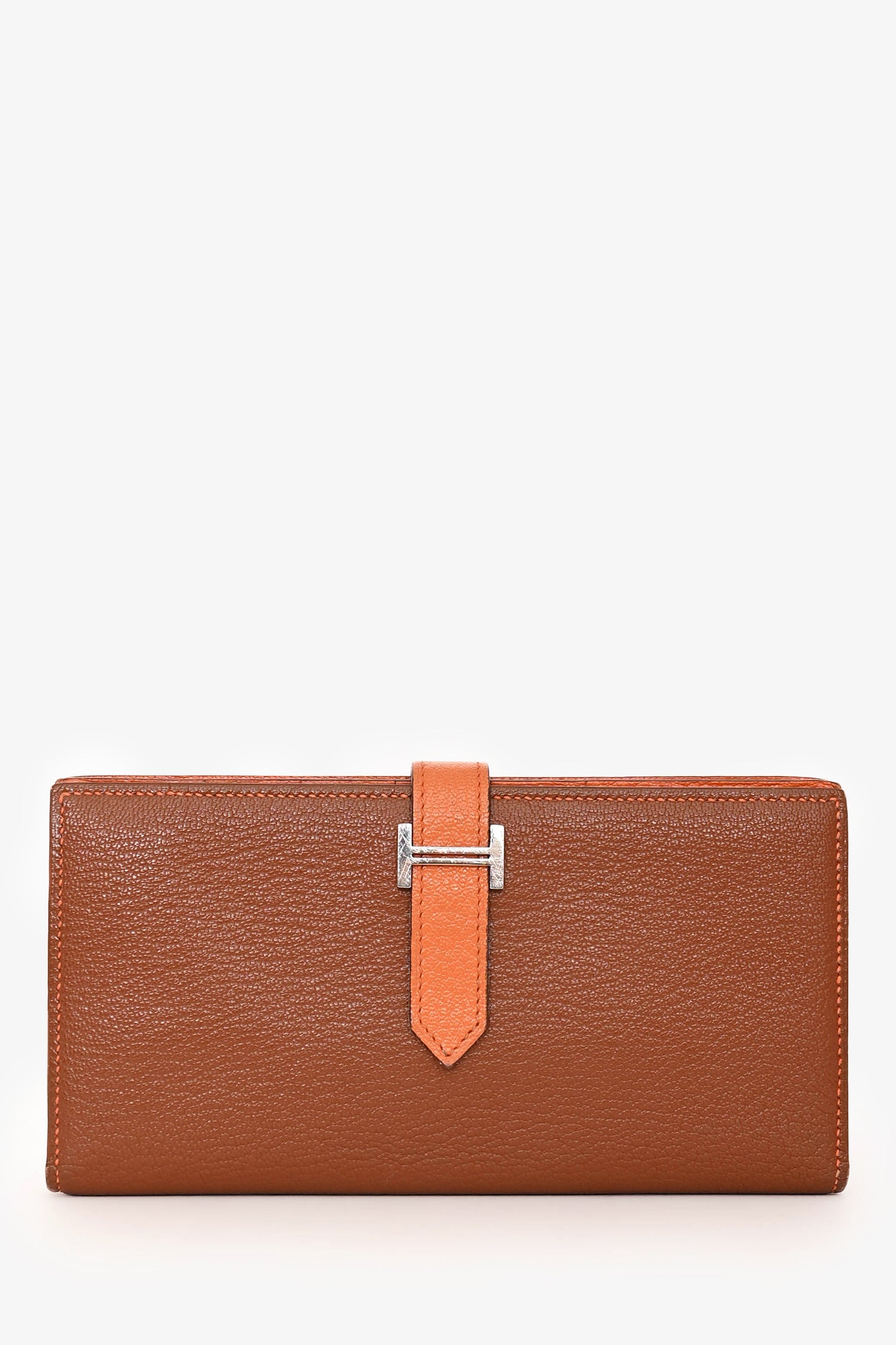 Hermes 2008 Brown Mysore Chèvre Leather Bearn Long Wallet