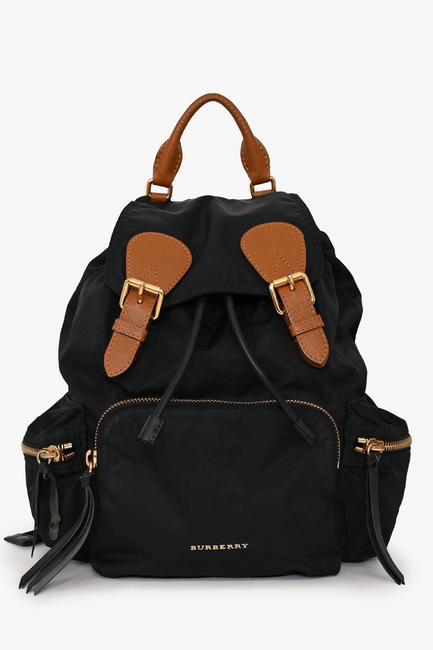 burberry leather trim technical backpack Burberry Nylon Black/Brown Leather Technical Backpack – Lux Second Chance