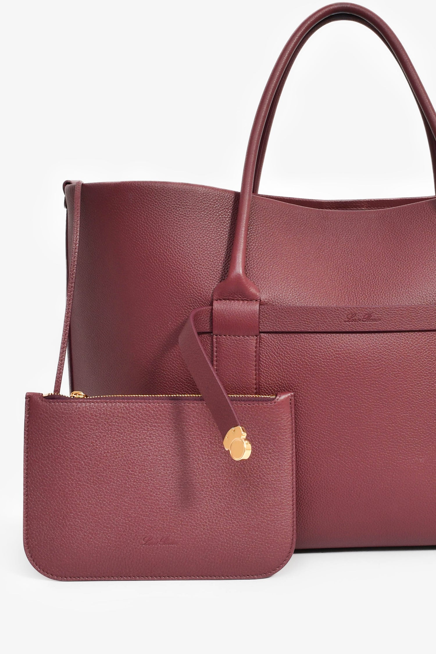 Loro Piana Burgundy Grained Leather 'Ghiera Shopper' Large Tote