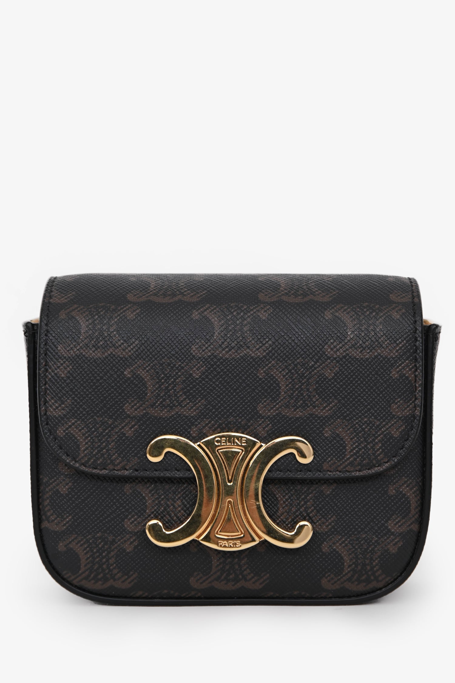 Celine 2021 Brown Canvas/Leather Triomphe Mini Claude Crossbody