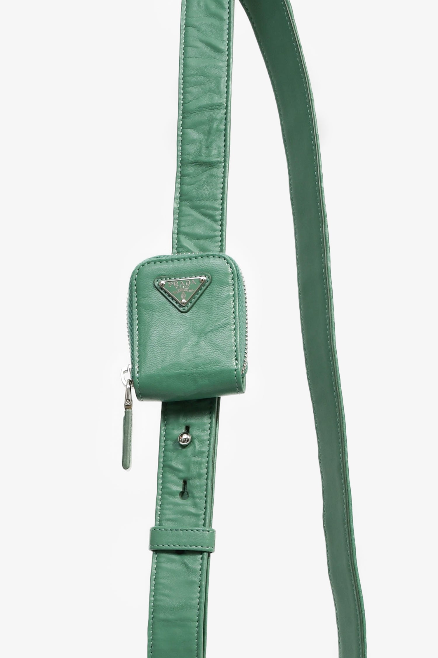 A*B様 PRADA グリーン レザー ウィングチップ Prada Green Antique Nappa Leather Triangle Logo Top Handle – Lux
