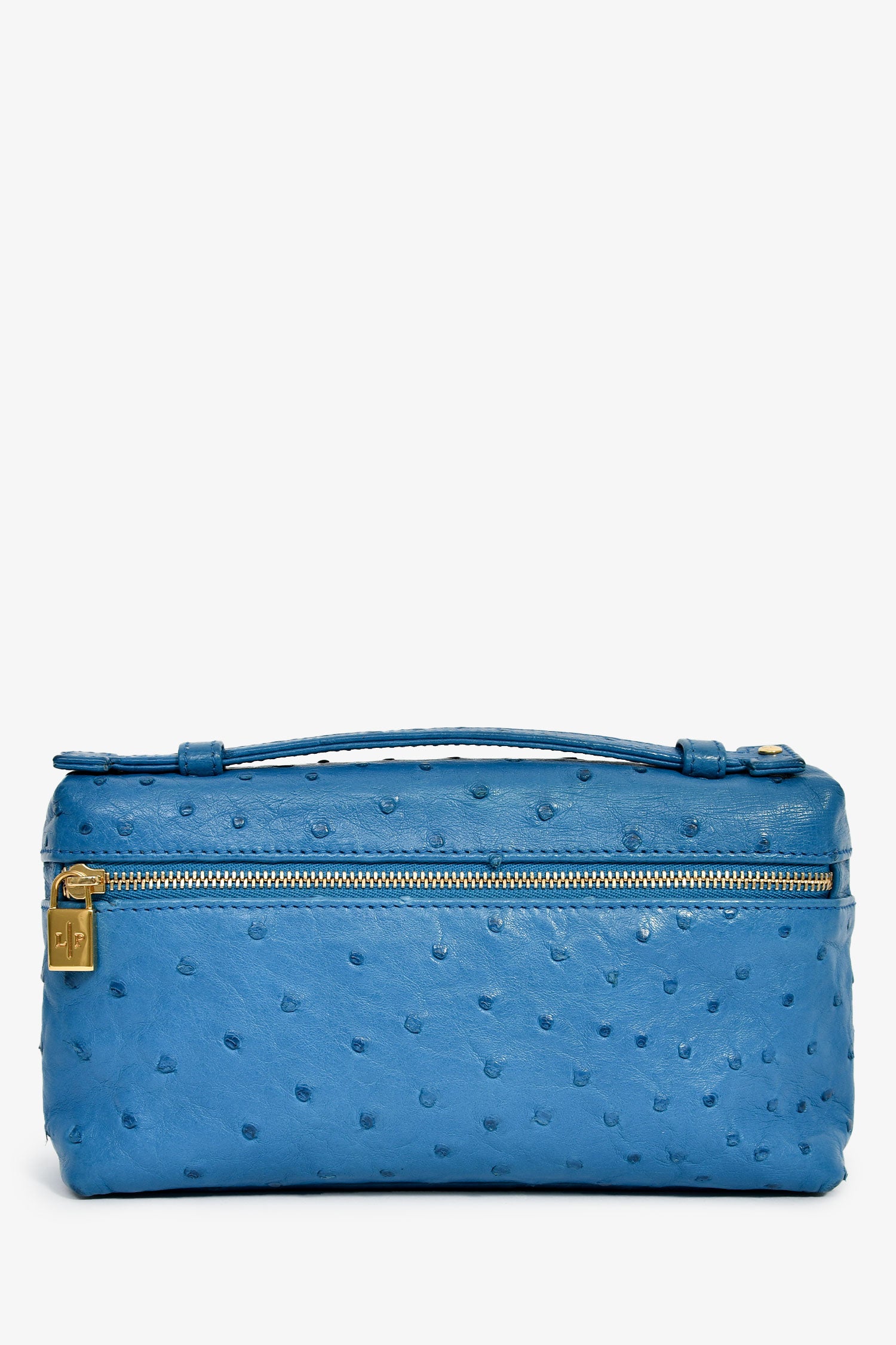 Loro Piana Blue Ostrich Leather L19 Top Handle Bag – Lux Second Chance