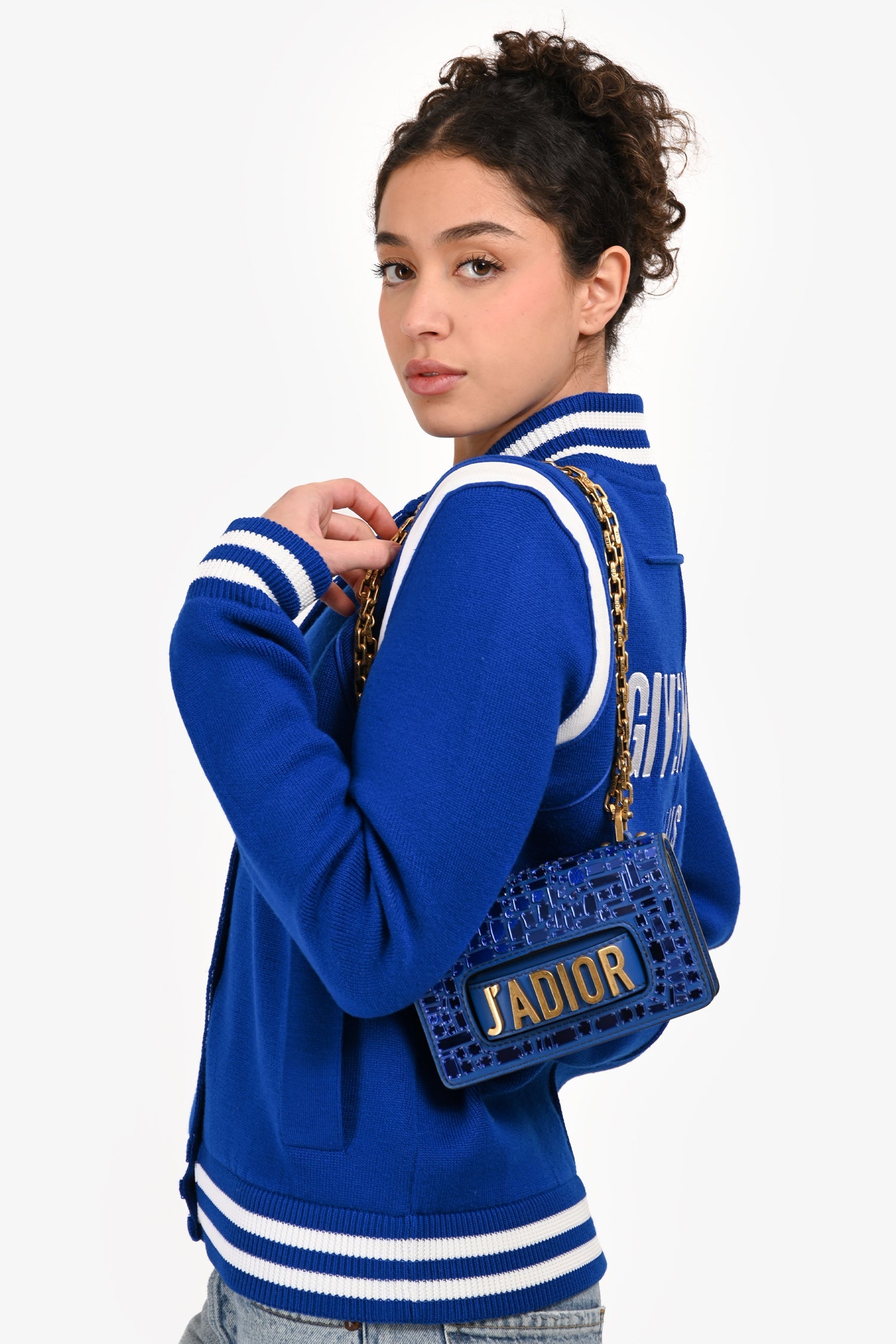 Dior ボディバッグ CDダイヤモンド　ネイビーブルー　美品　レア Lady Dior ディオール カナージュ LADY D-LITE ミディアムバッグ