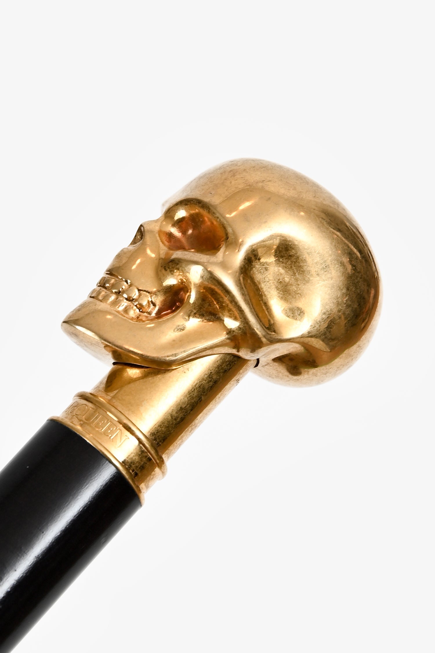 Alexander McQueen Black/Gold Tone Skull Umbrella – Lux