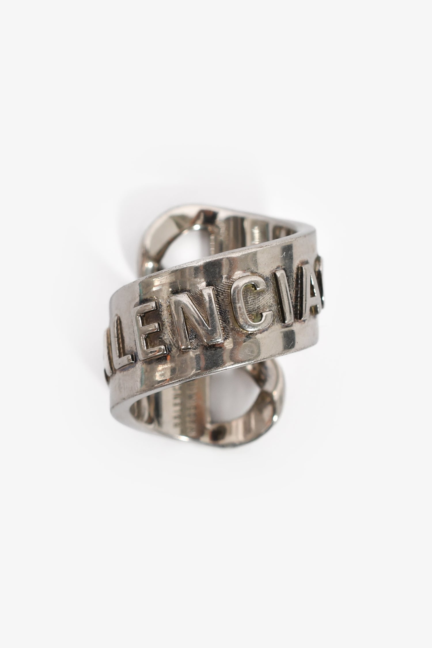 アクセサリー BALENCIAGA / GOURMETTE RING /<No.1481> Balenciaga Silver-Tone Metal/Brass Gourmette Bypass Ring Size 52