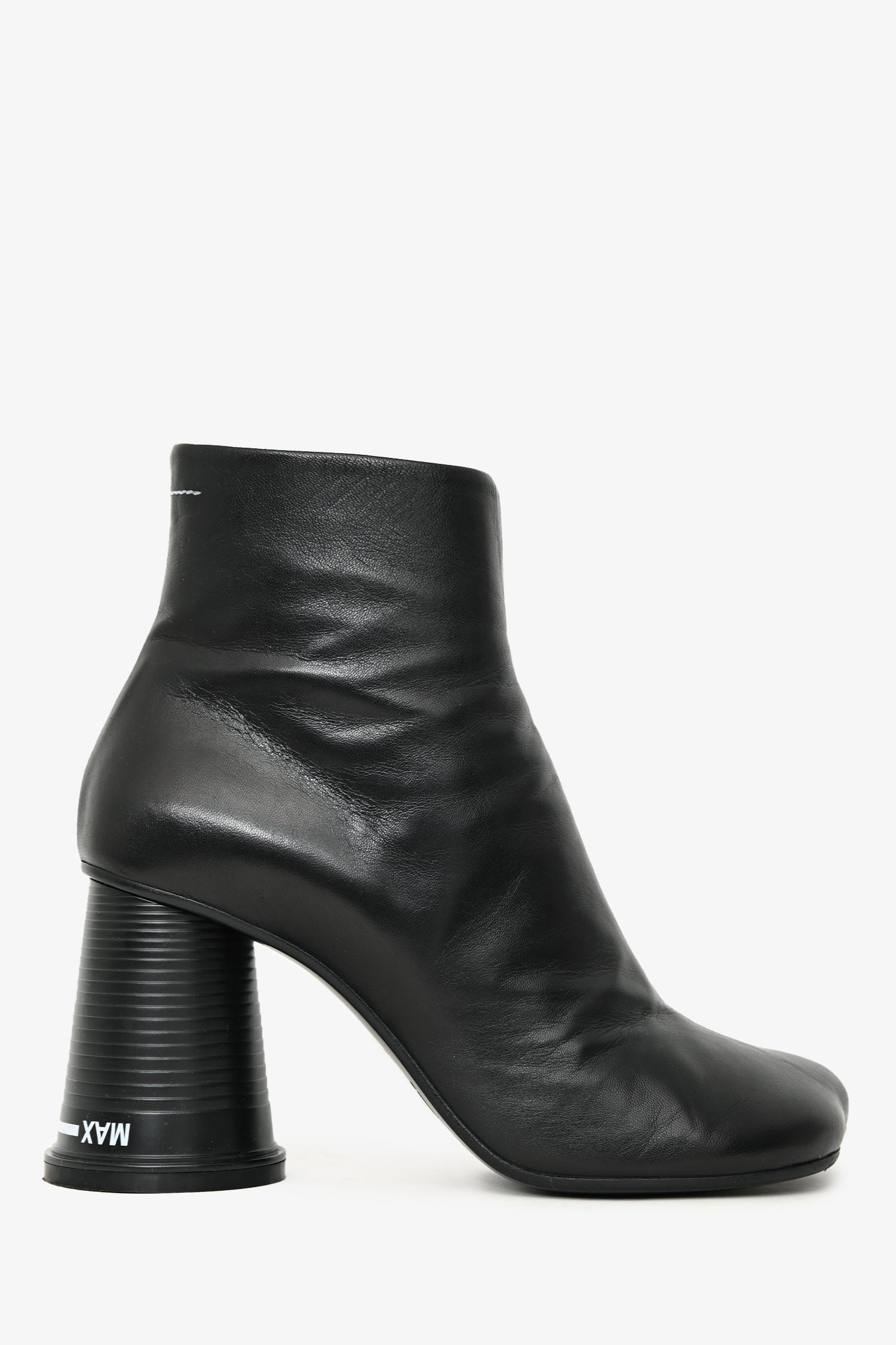 MM6 Maison Margiela Black Leather 'Cup' Ankle Boots Size 40 – Lux