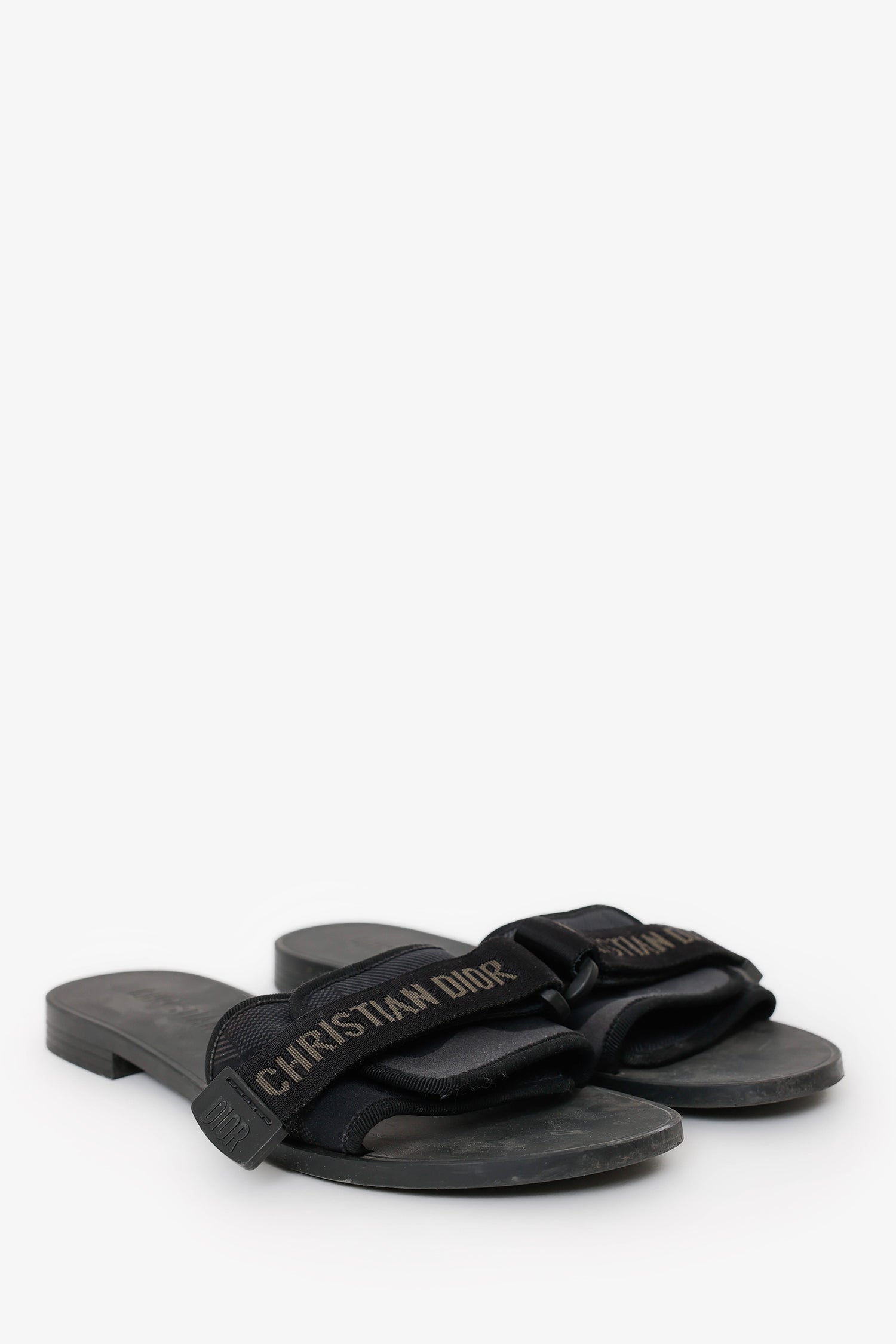 Christian Dior Black Nylon Dio(r)evolution Dway Slide Sandals Size