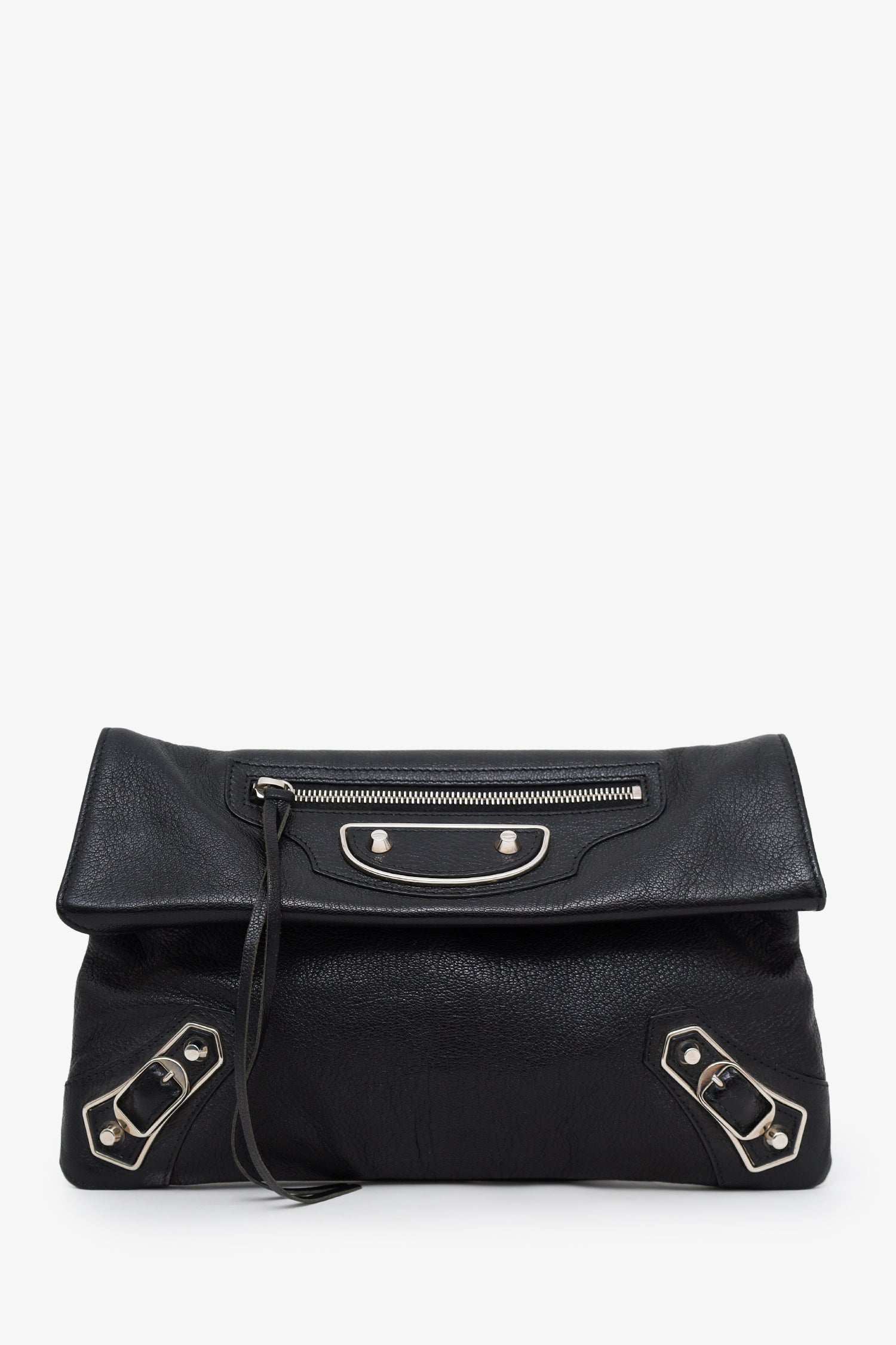 Balenciaga Black Leather City Envelope Clutch Bag With Strap – Lux