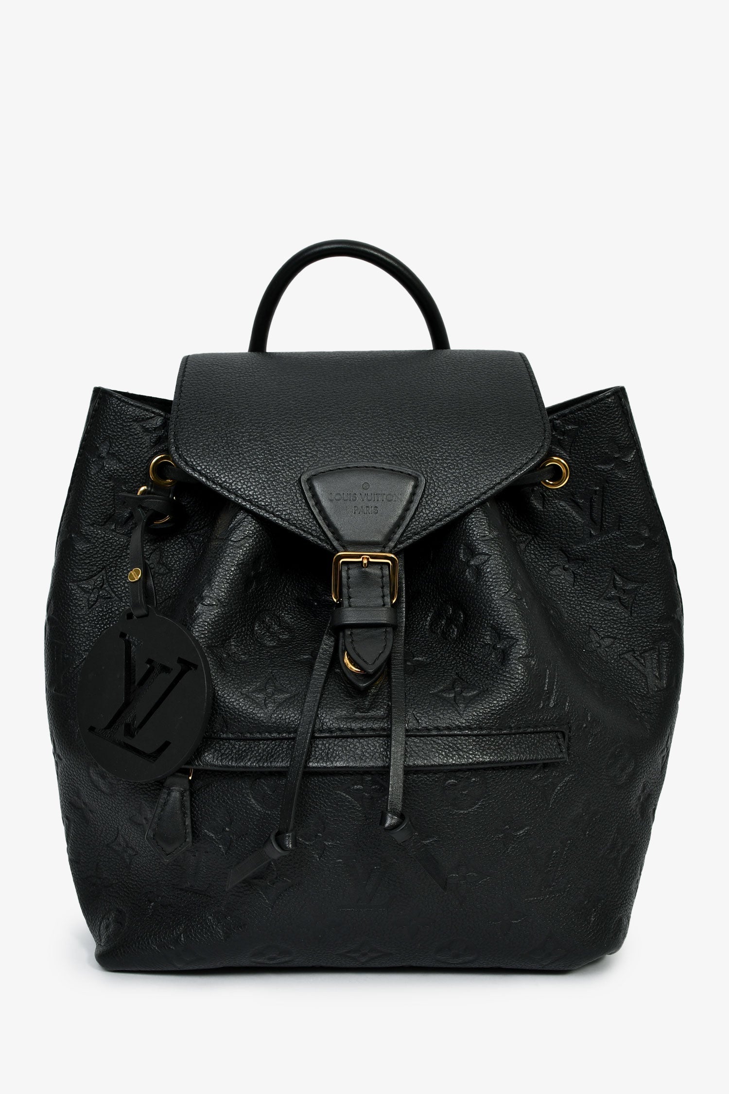 louis vuitton backpack with snap top Louis Vuitton Black Monogram Empreinte Leather 'Montsouris' PM Backpac – Lux Second Chance