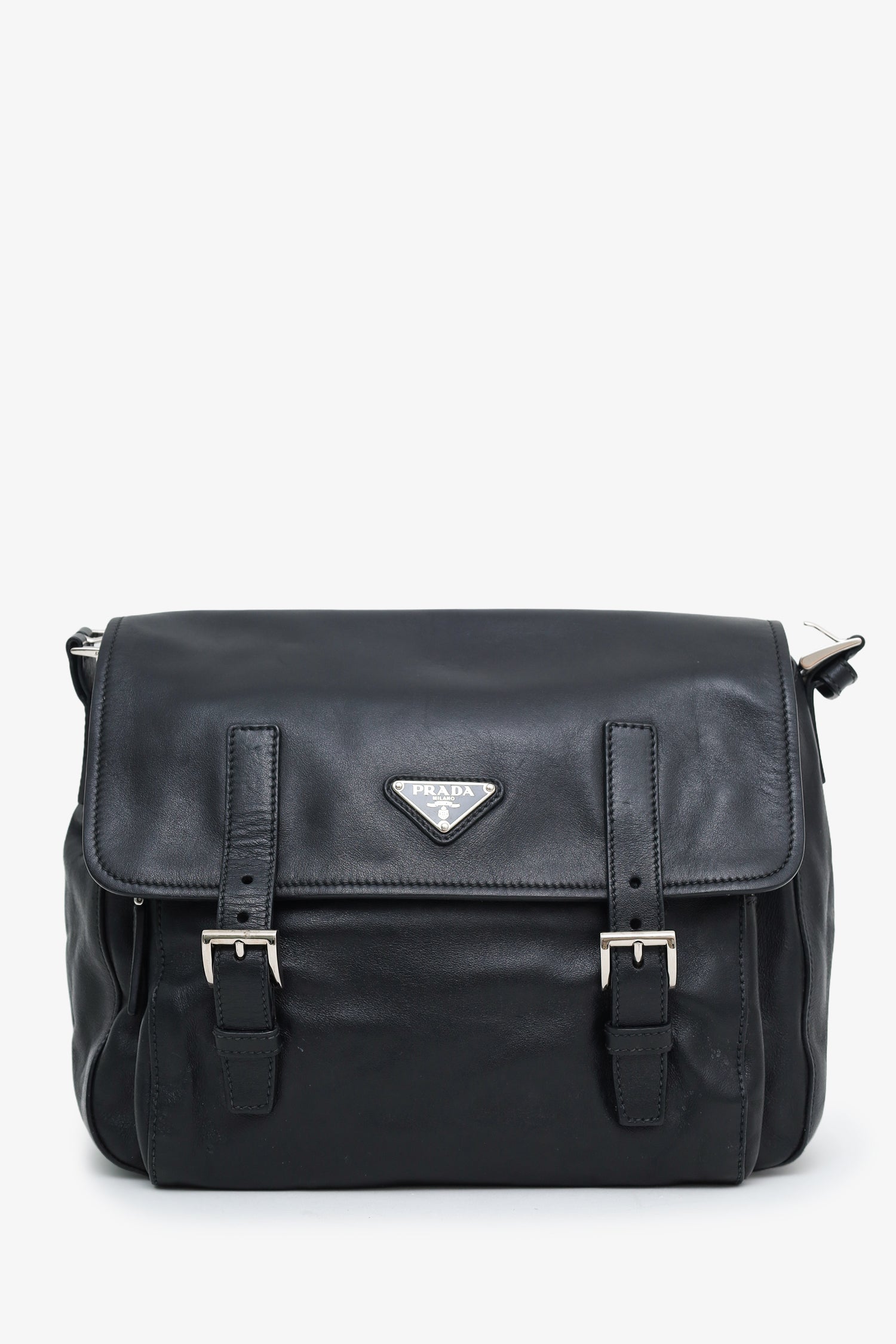 Prada Black Soft Calfskin Leather Messenger Bag – Lux Second Chance Prada Black Soft Calfskin Leather Messenger Bag – Lux Second Chance