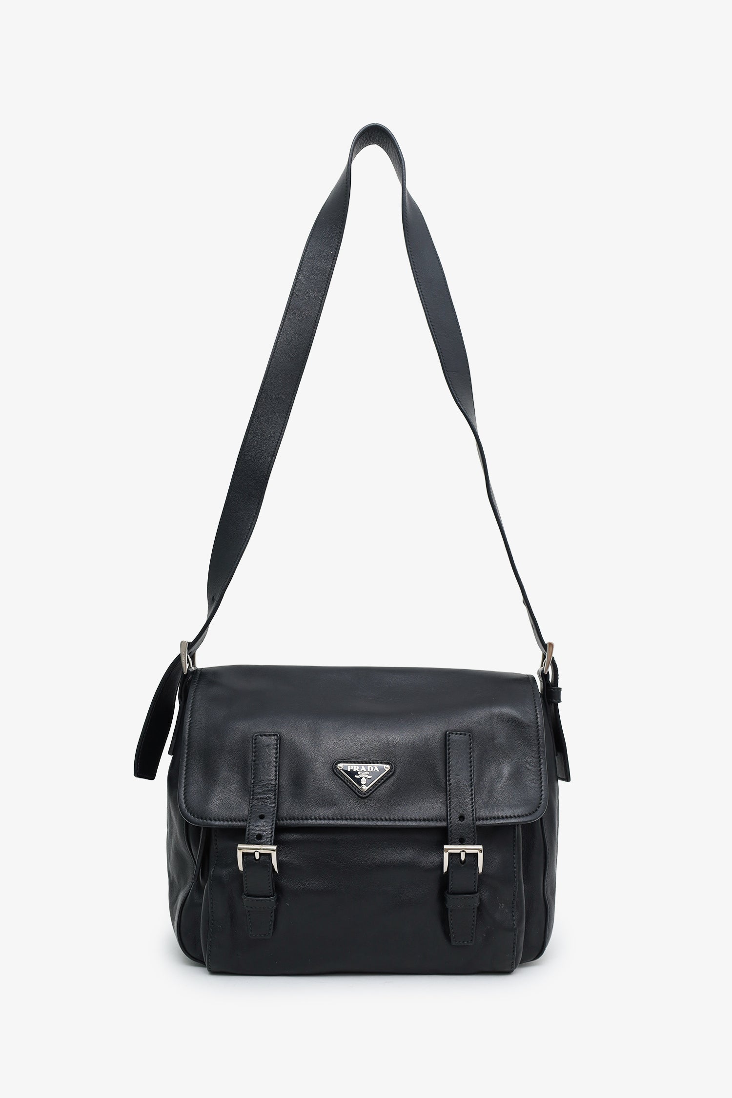 Prada Black Soft Calfskin Leather Messenger Bag – Lux Second Chance