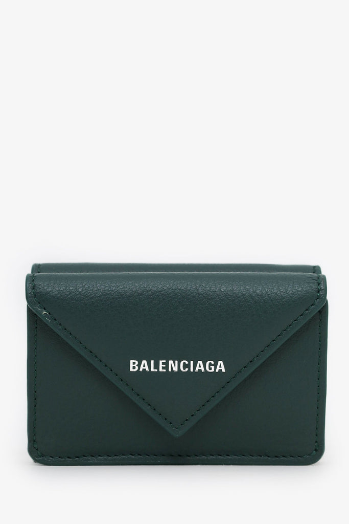 Balenciaga Green Leather Papier Mini Compact Wallet – Lux Second
