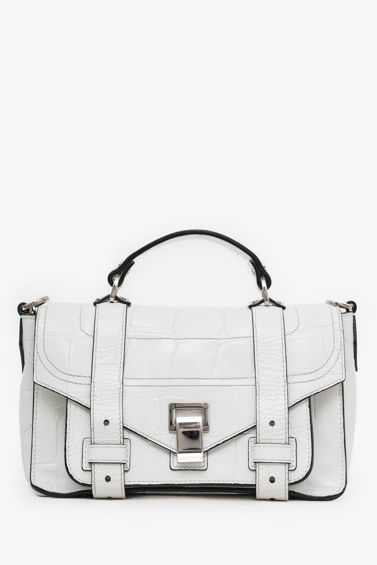 Proenza Schouler White Leather Top Handle Bag With Strap – Lux