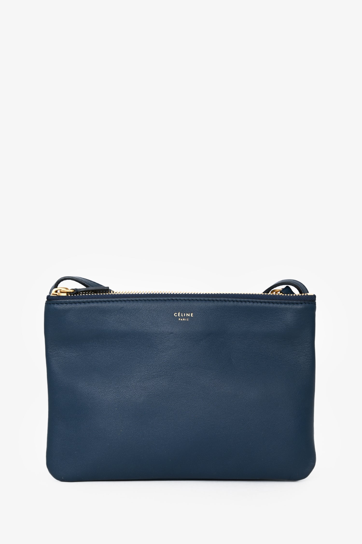 Celine 2018 Navy Blue Leather Small Trio Crossbody – Lux Second Chance