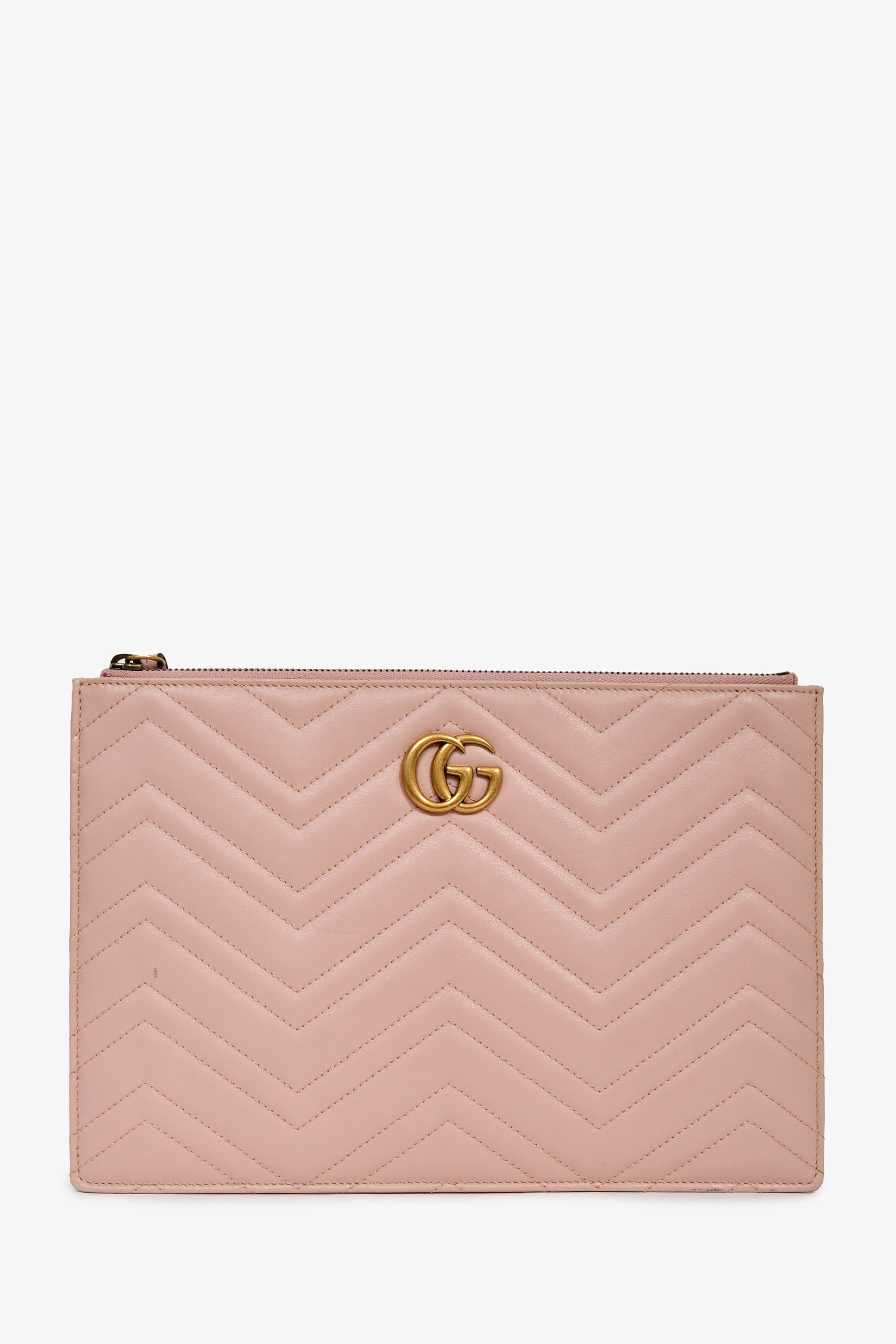 GUCCI GGパターン ピンクポーチ Gucci Pink Leather Marmont GG Zip Pouch – Lux Second Chance