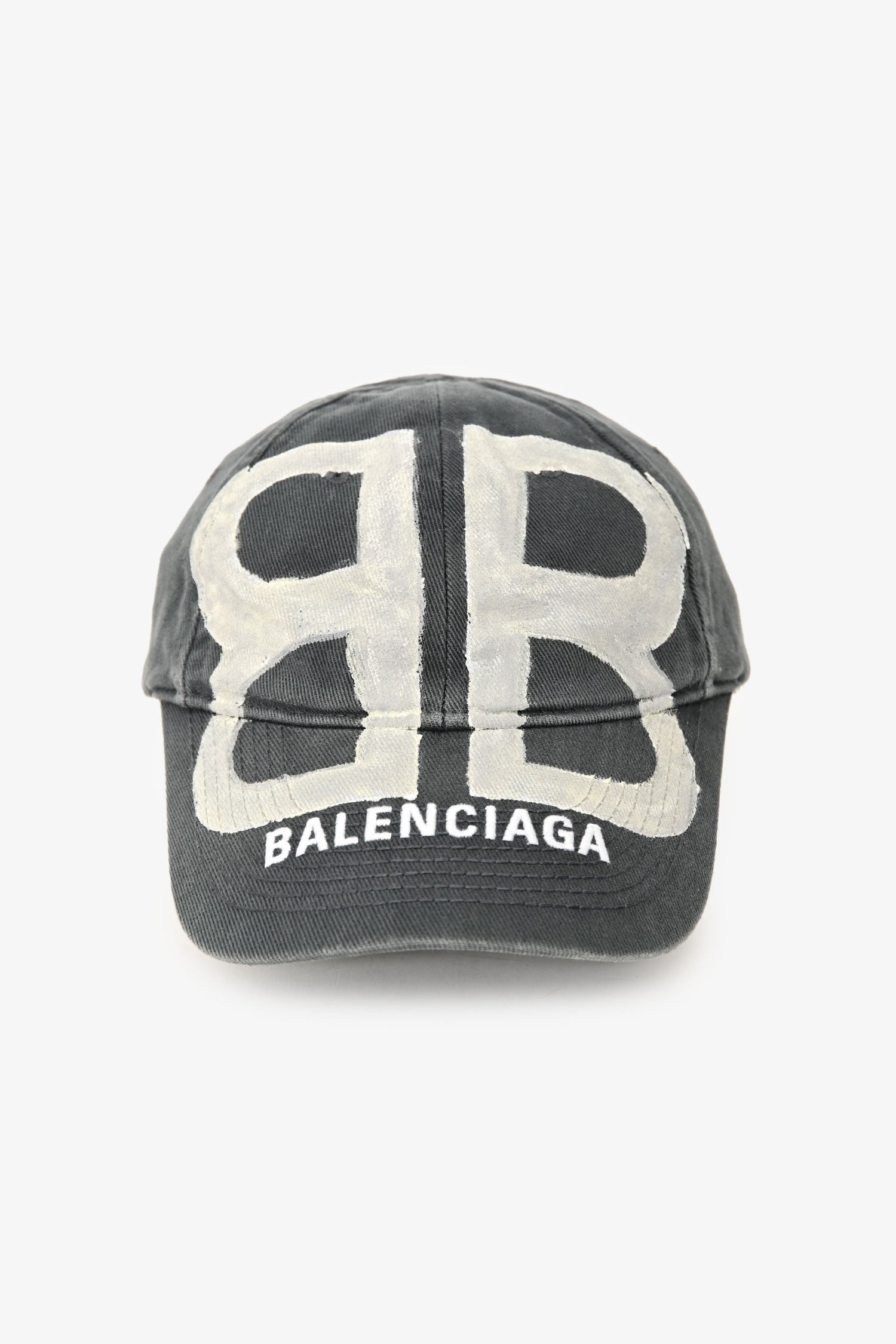 Balenciaga Dark Blue Graffiti BB Logo Embroidered Hat Size L – Lux