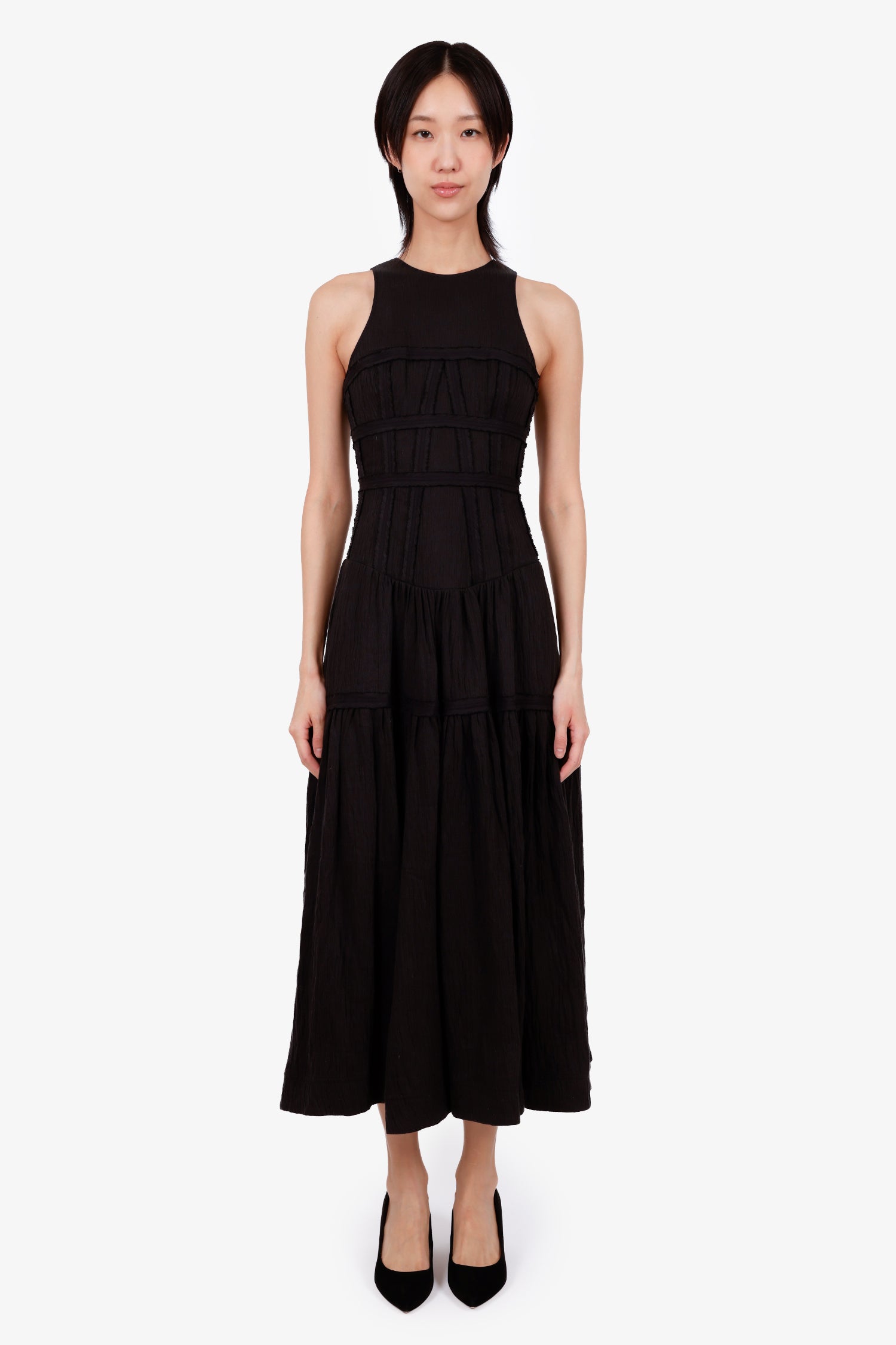 AJE Black Corset Midi Dress Size 6