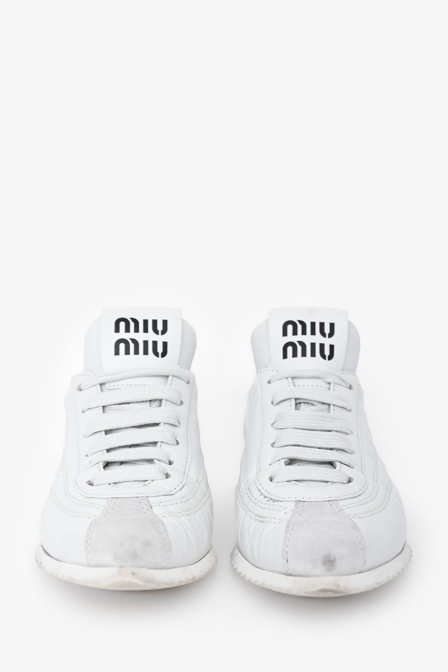 Miu Miu White Leather Point Toe Sneakers Size 35.5 – Lux Second Chance