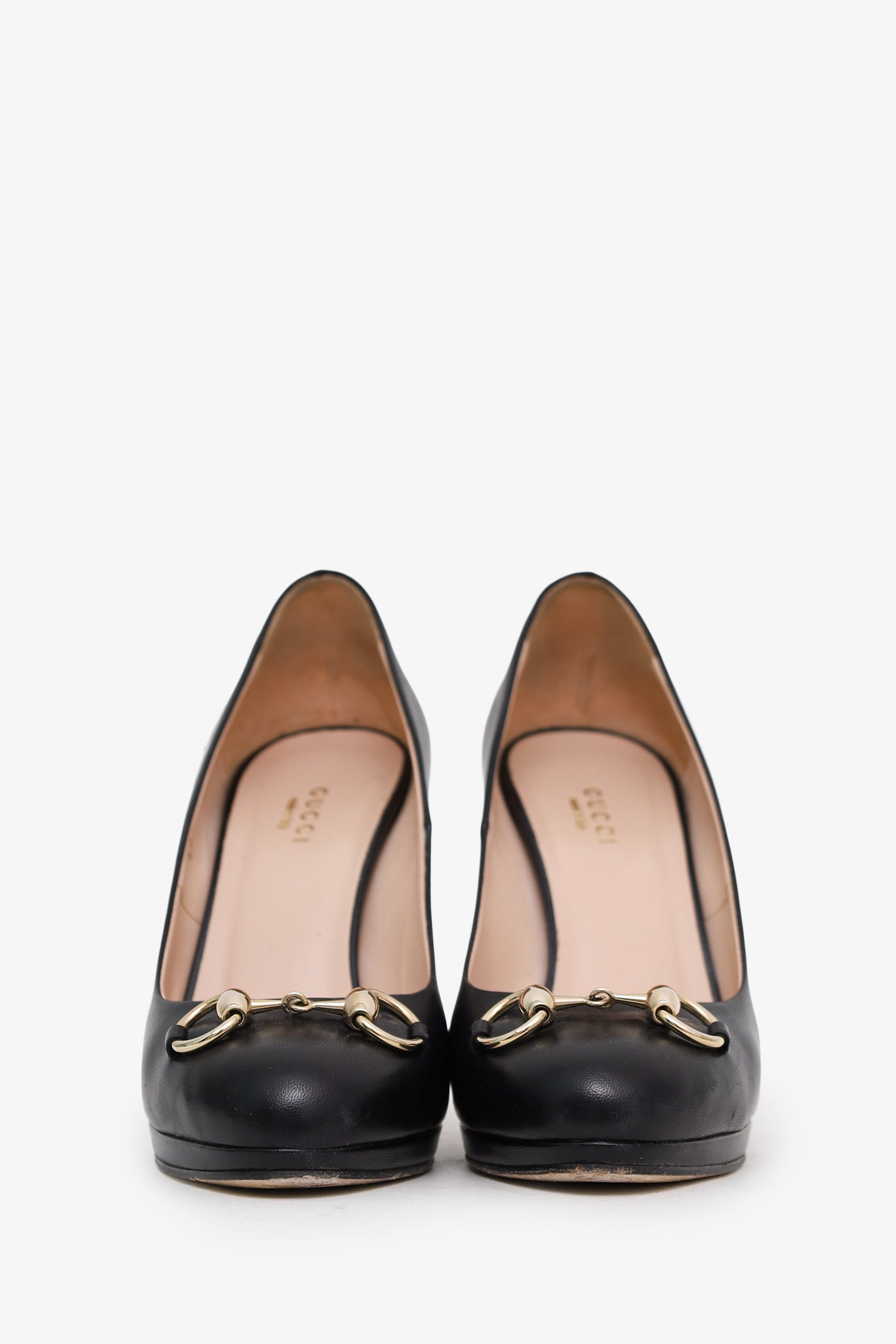Gucci Black Leather Horsebit Platform Round Toe Heels Size 37.5 – Lux  Second Chance