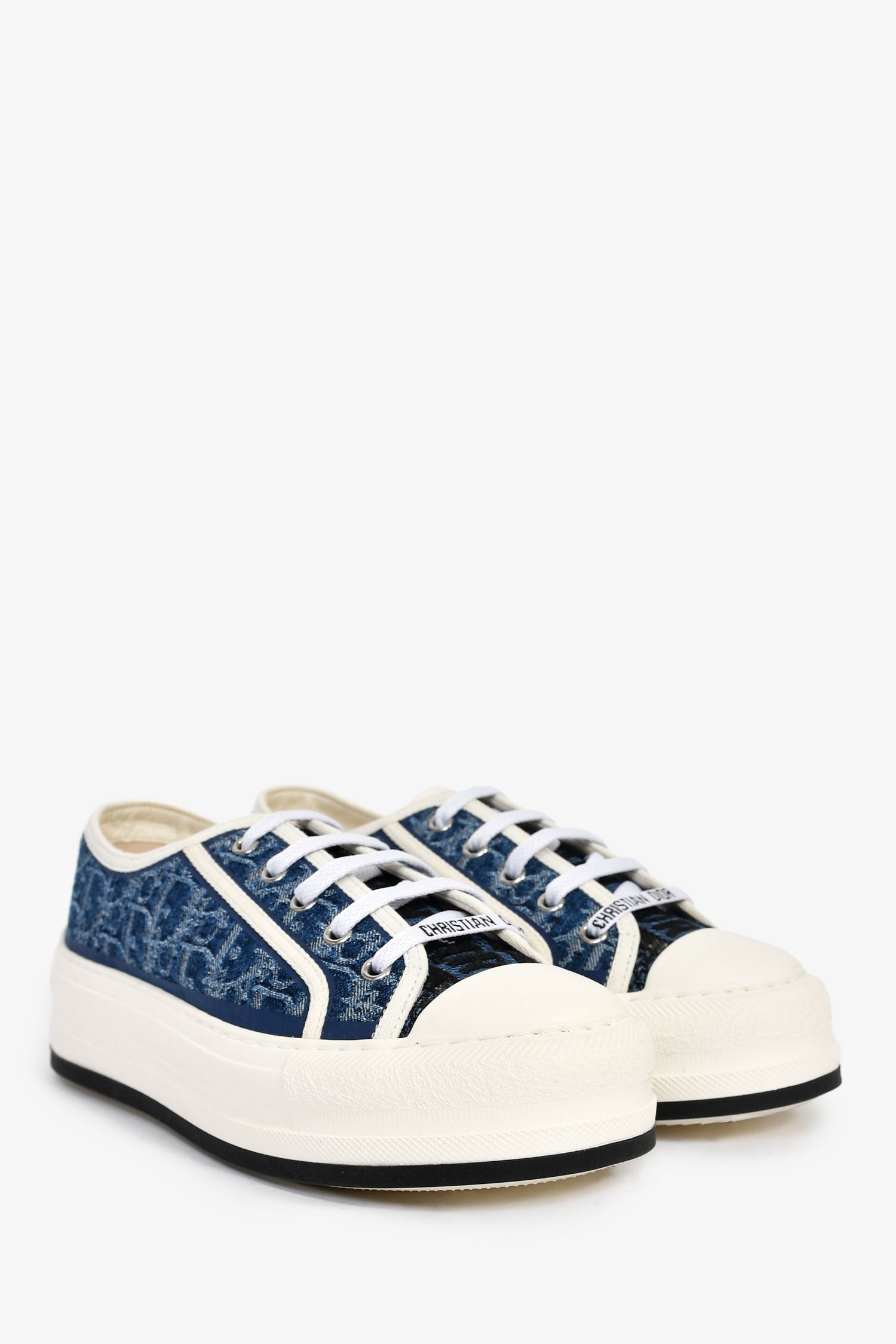 Christian Dior Blue Stonewash Denim 'Walk n Dior' Platform Sneaker